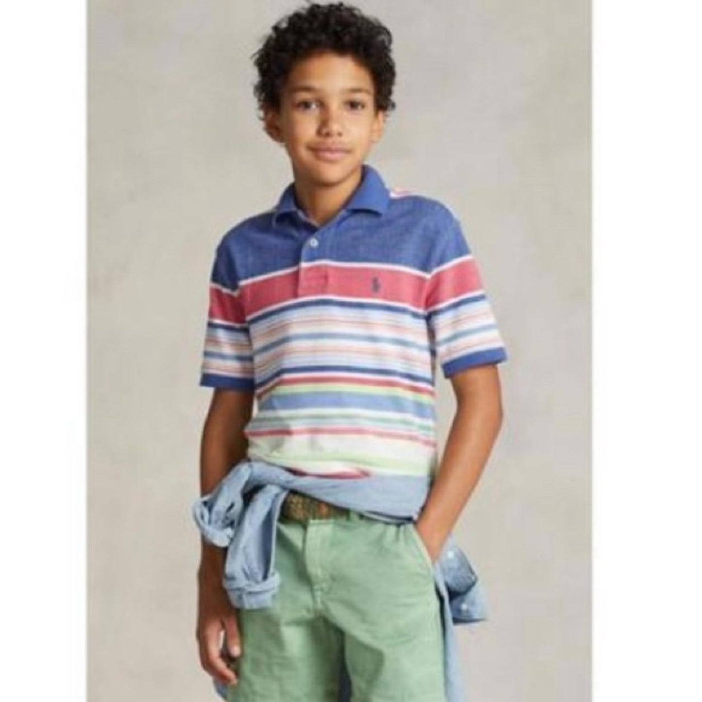 Polo Ralph Lauren Striped Cotton Mesh Polo Shirt, Boys Size XL(18-20) New w/Tag