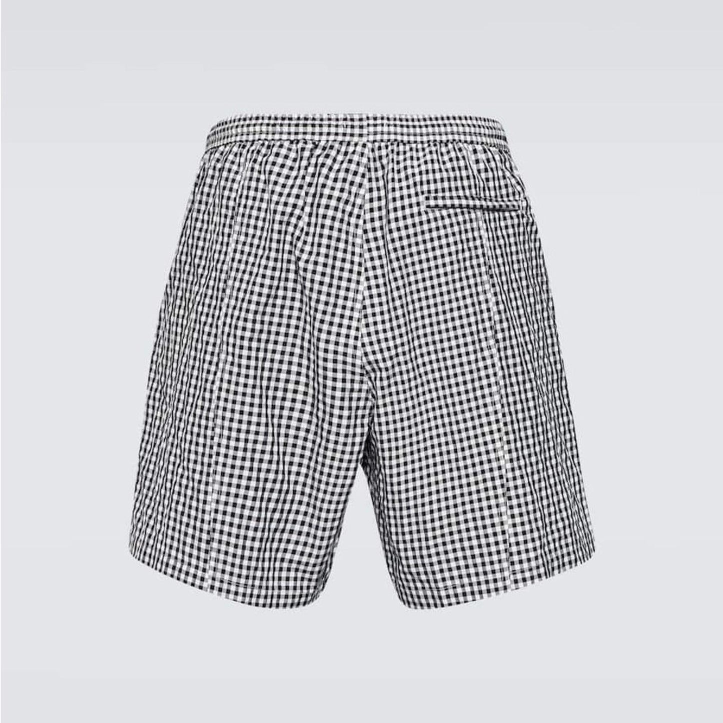 AMI Alexandre Mattiussi Checked Swim Shorts w/Bag in Black/White Size S NEW