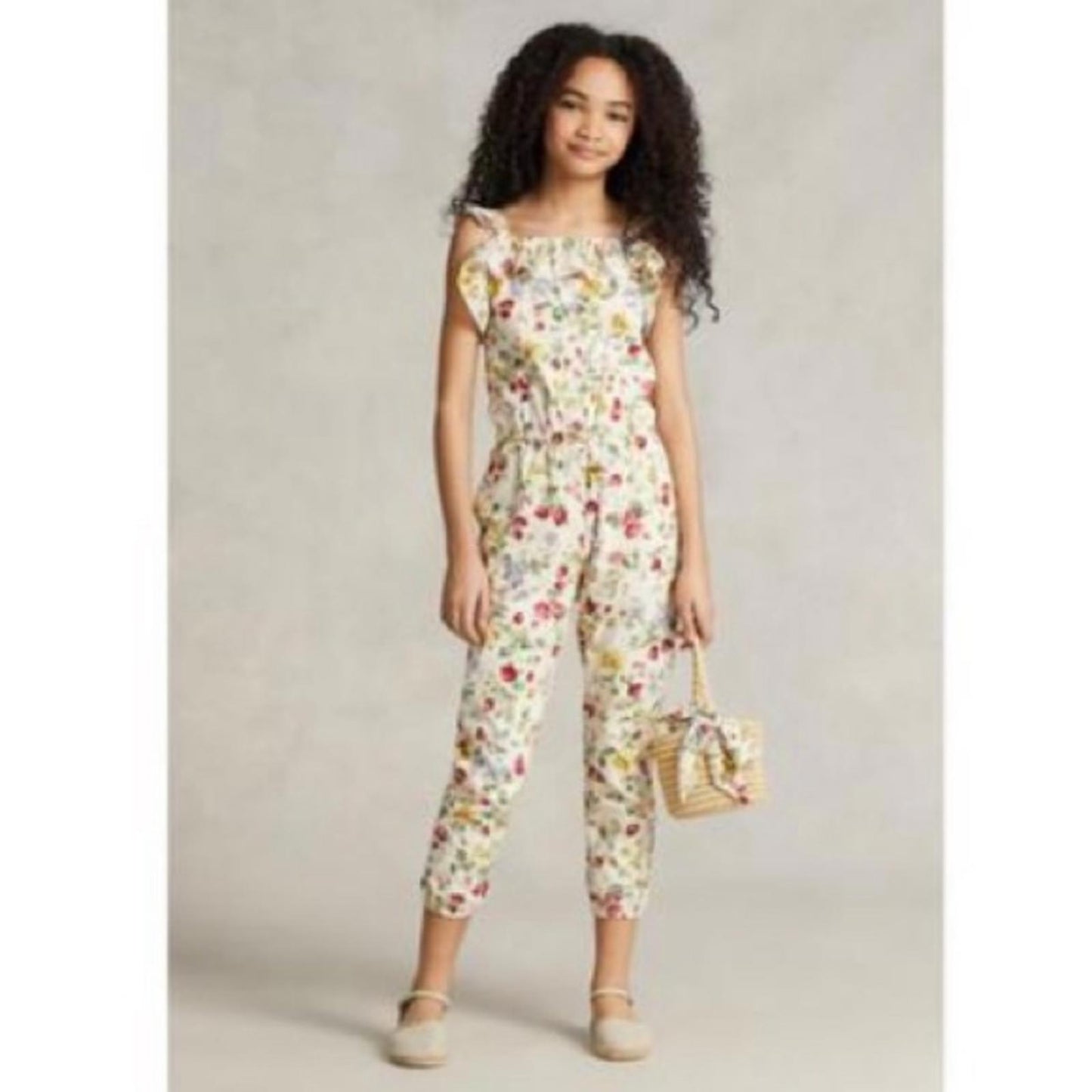 Ralph Lauren Floral & Fruit-Print Cotton Batiste Jumpsuit, Cottage New w/Tag