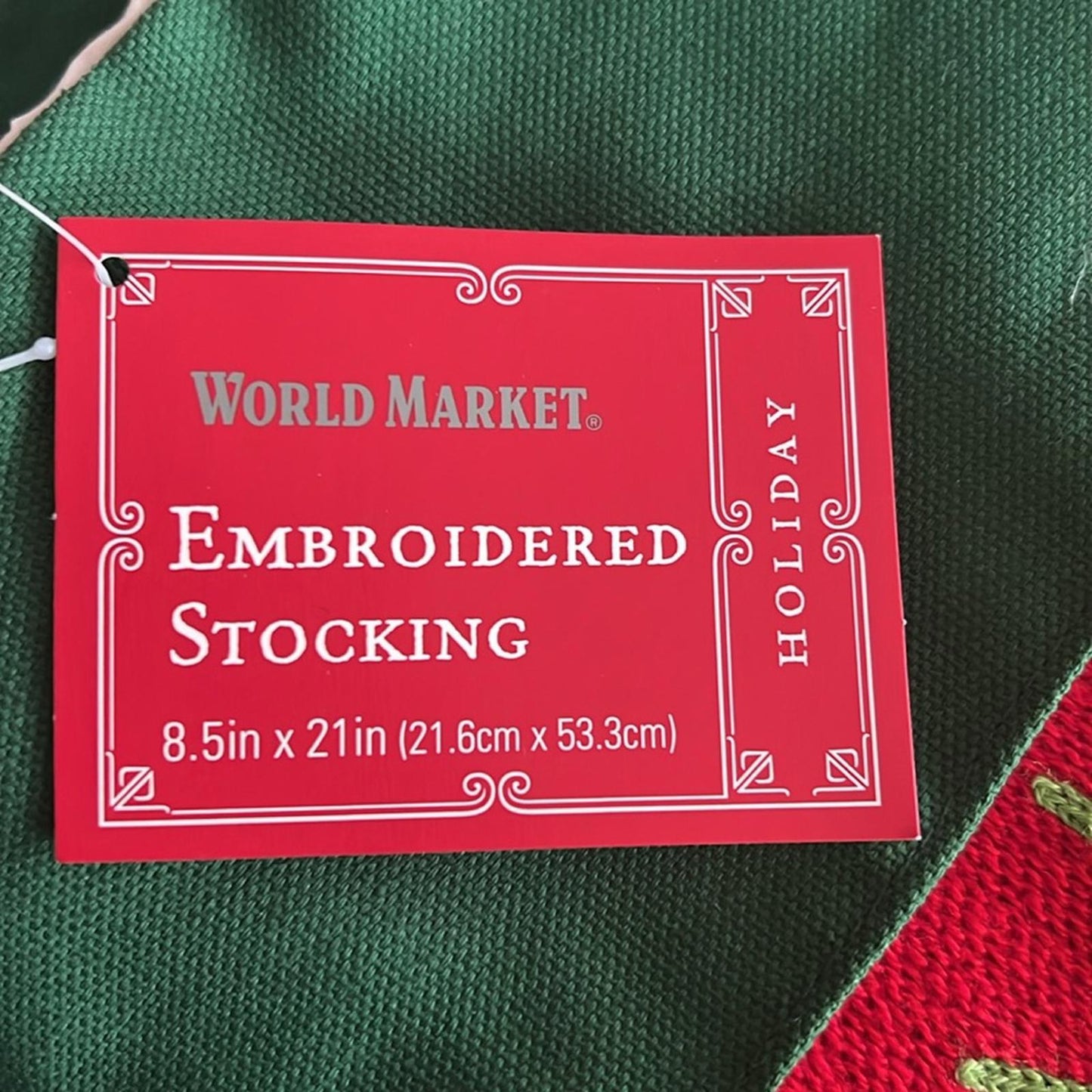 X2 “MERRY Everything” Embroidered Stockings 8.5” x 21” New with Tag