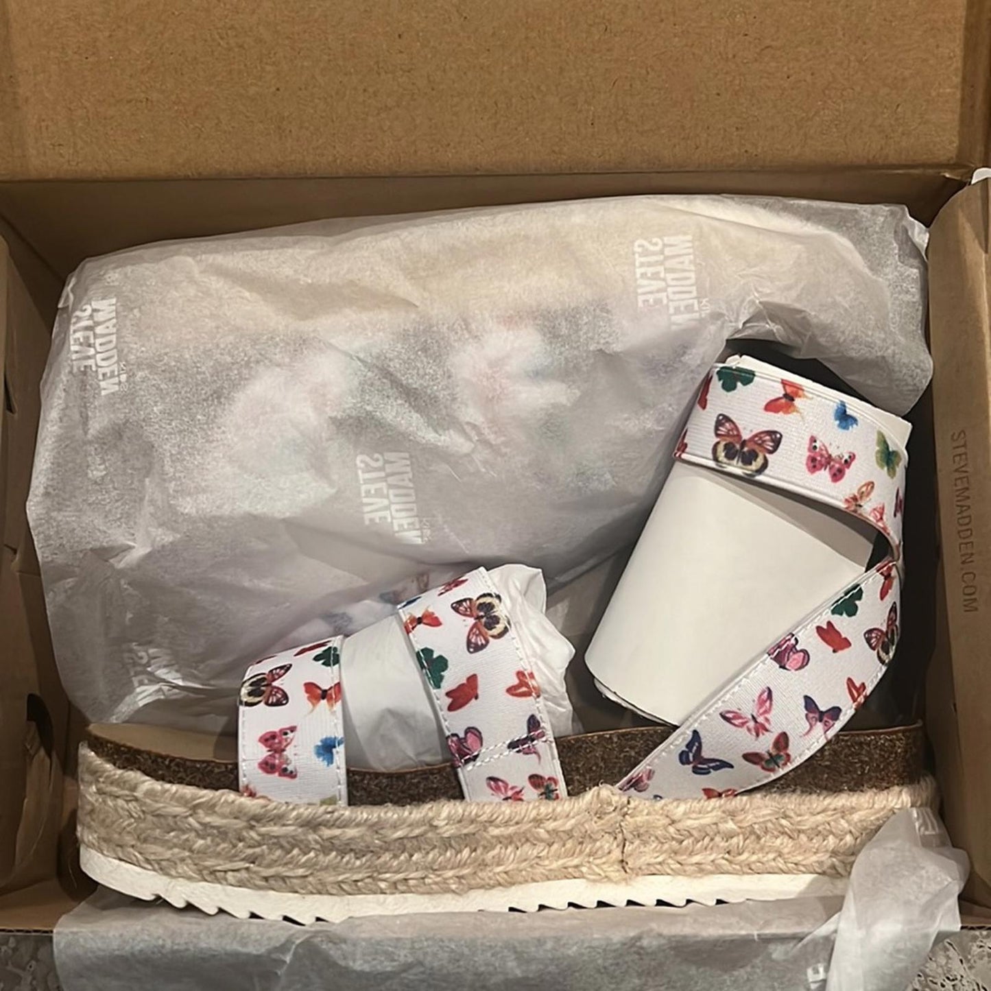 Steve Madden Kids Butterfly Print Sandals - Girl’s Size 2 New in Box