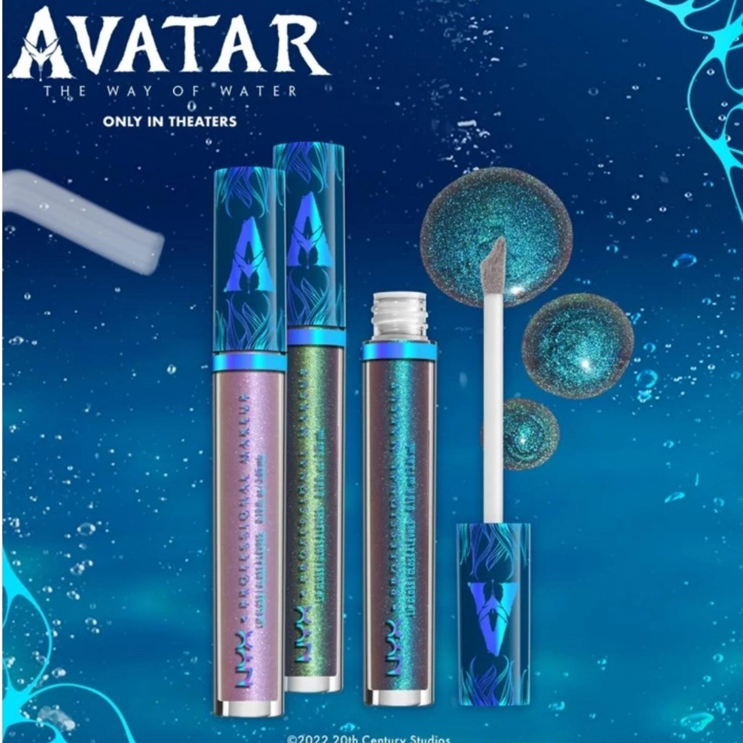 X2 NYX Makeup Avatar:The Way of Water Bioluminescent Lip Gloss Shimmering Waters