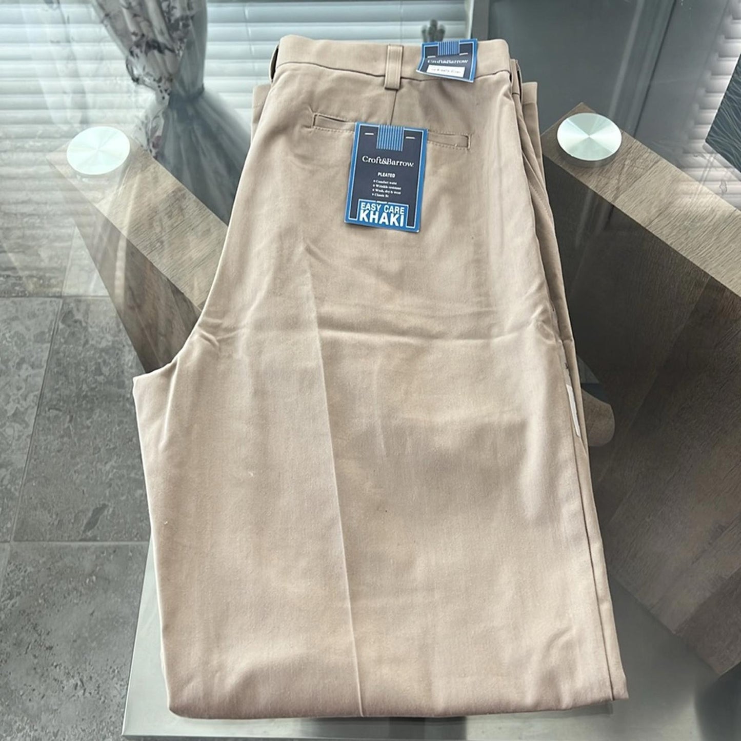 Croft & Barrow British Khaki Men’s Casual Pants, Size 34 X 34 New w/Tag