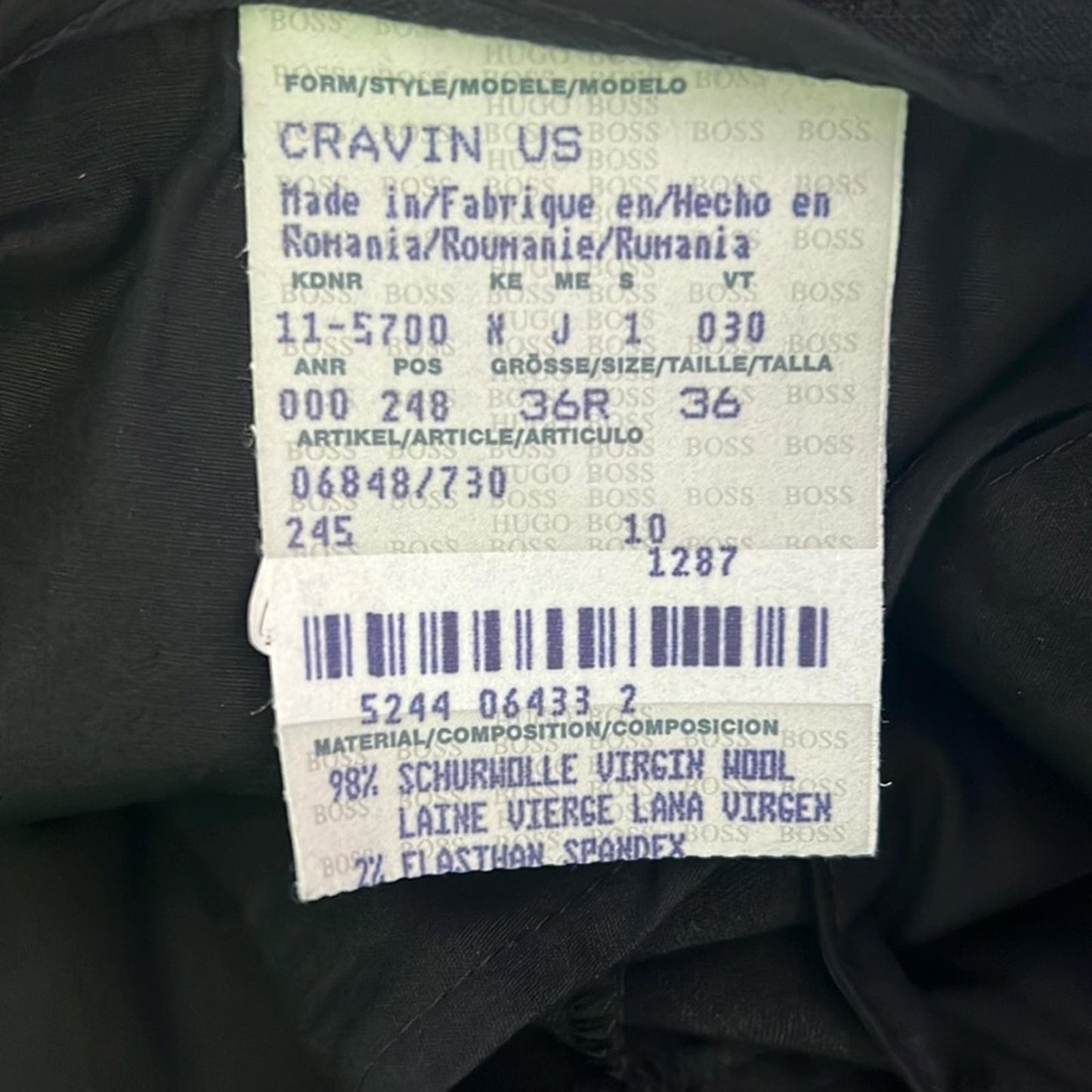 NEW Hugo Boss Men’s Dress Pants, Size 36R NEW without Tag, Retail $248