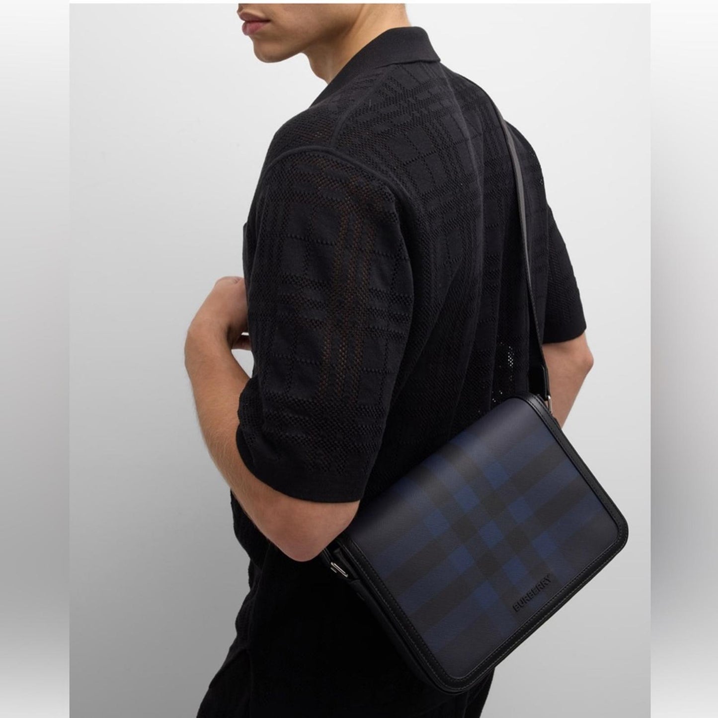 Burberry Blue House Check Small Alfred Messenger Bag, New w/Tag $1,650