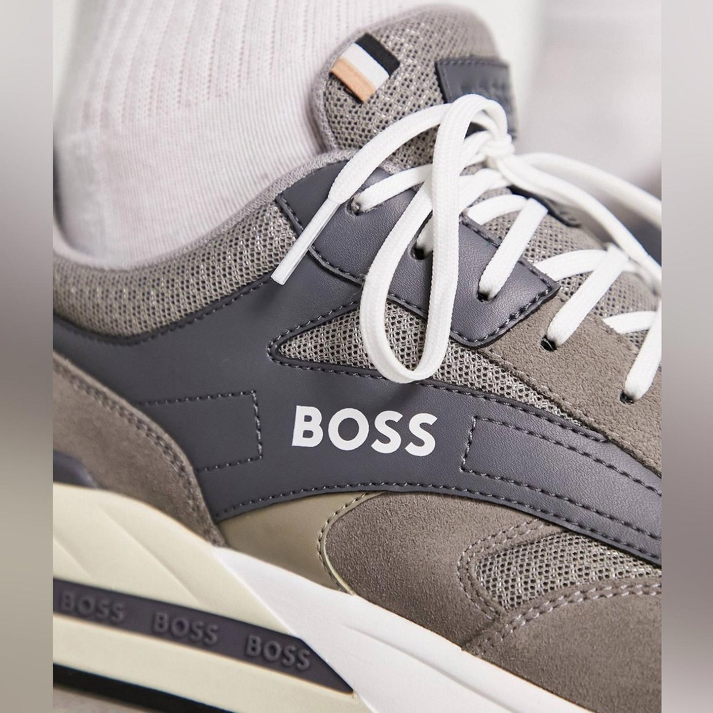 BOSS Kurt Low Top Sneakers Medium Grey Size EU 45, US 12 New in Box Retail $199