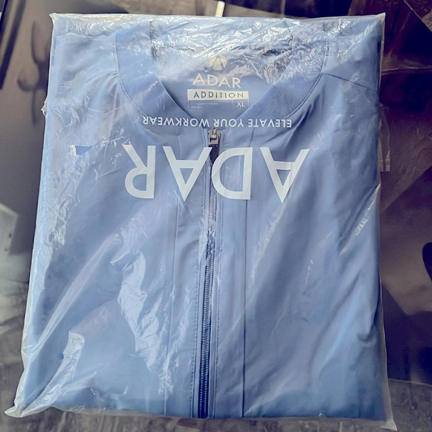 ADAR Addition Scrubs Zippered Bomber Scrub Jacket, Cell Blue, Size XL New w/Tag
