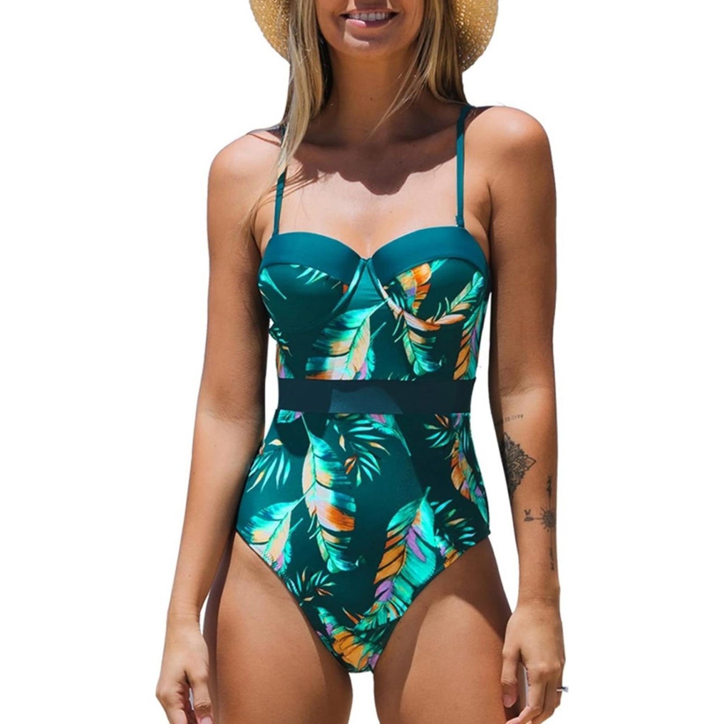 Cupshe Tropical Moulded Adjustable Straps One Piece Swimsuit, Size M New w/Tag