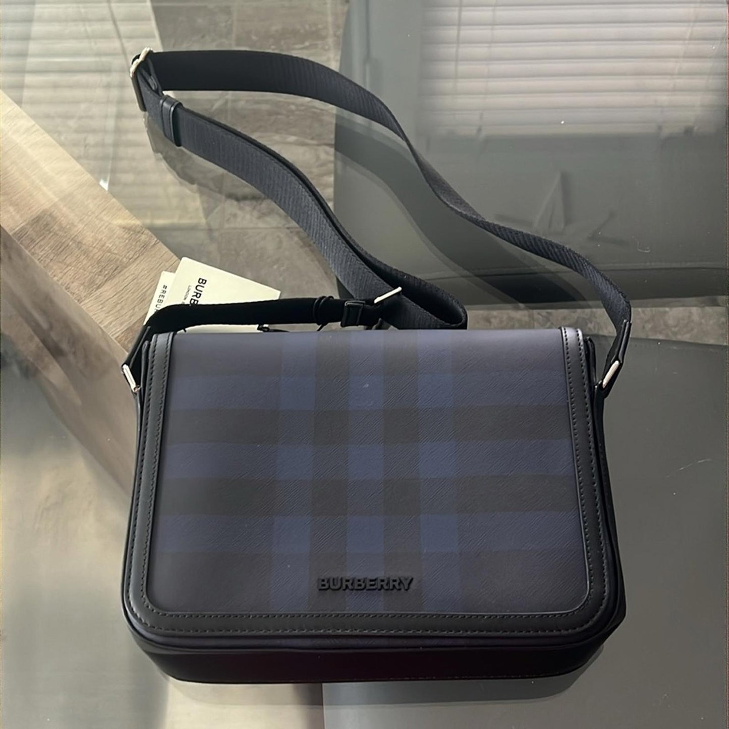 Burberry Blue House Check Small Alfred Messenger Bag, New w/Tag $1,650