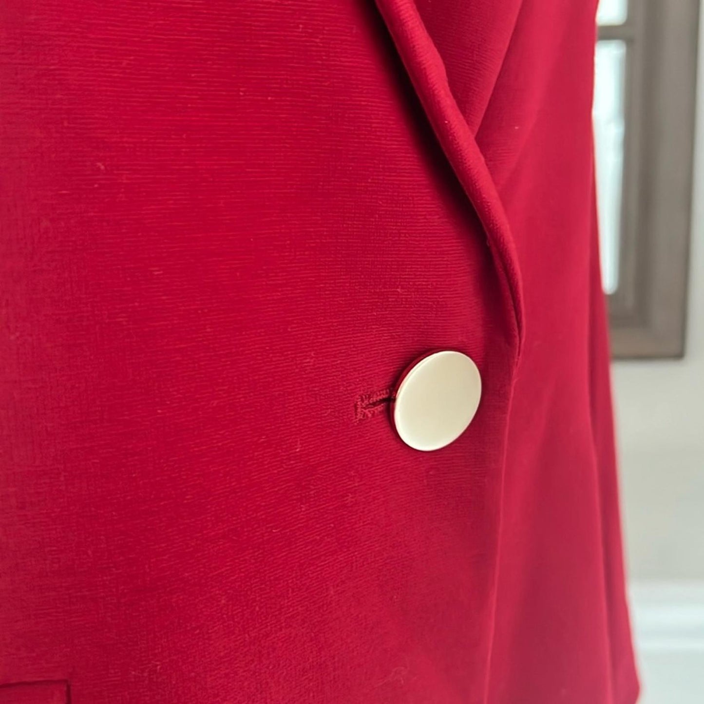 Kasper Zip Cuff Notched Collar One-Button Blazer in Red Petite Size 10, New $129