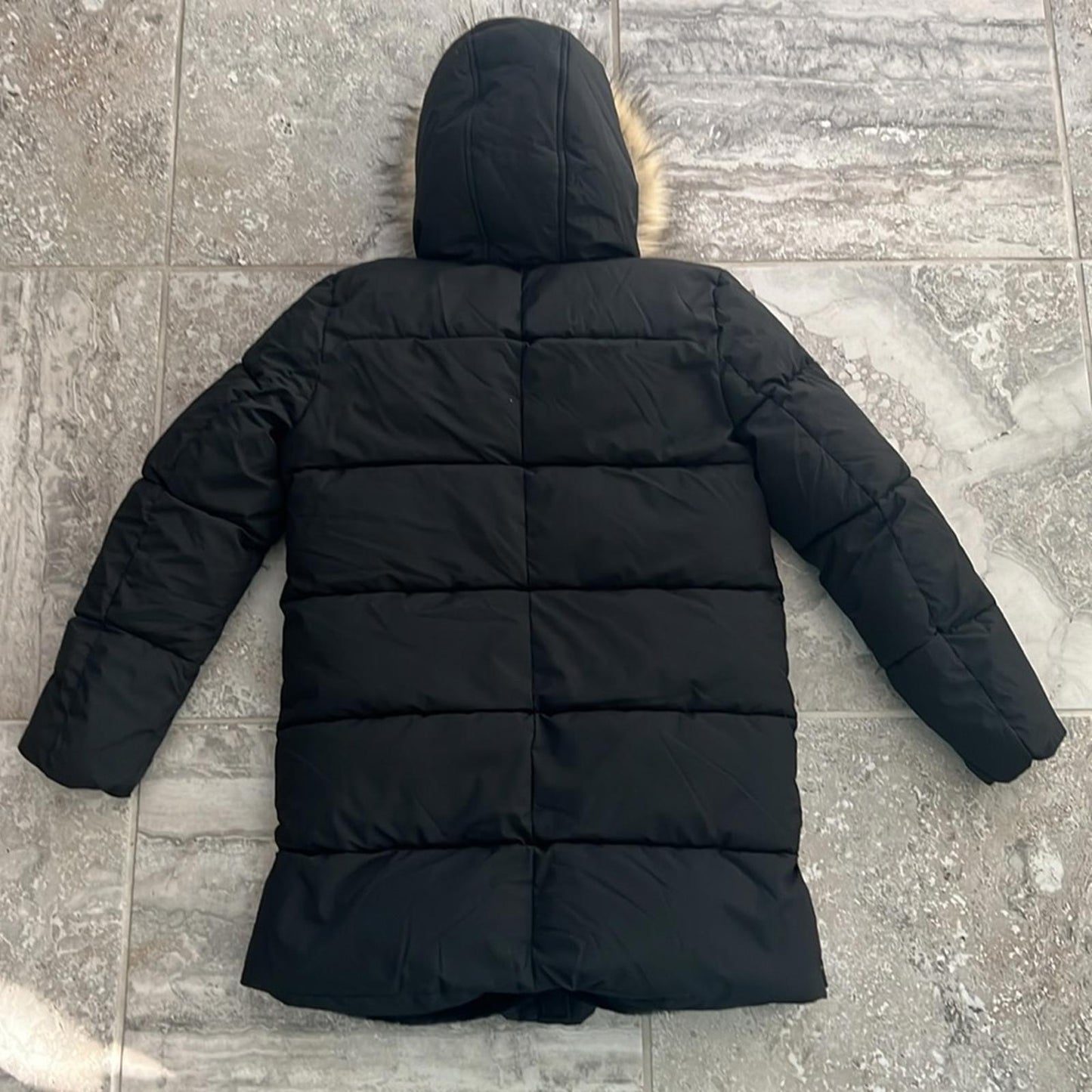 Sam Edelman Expedition Parka Jacket w/Faux Fur Trim in Black Size 14 New w/Tag