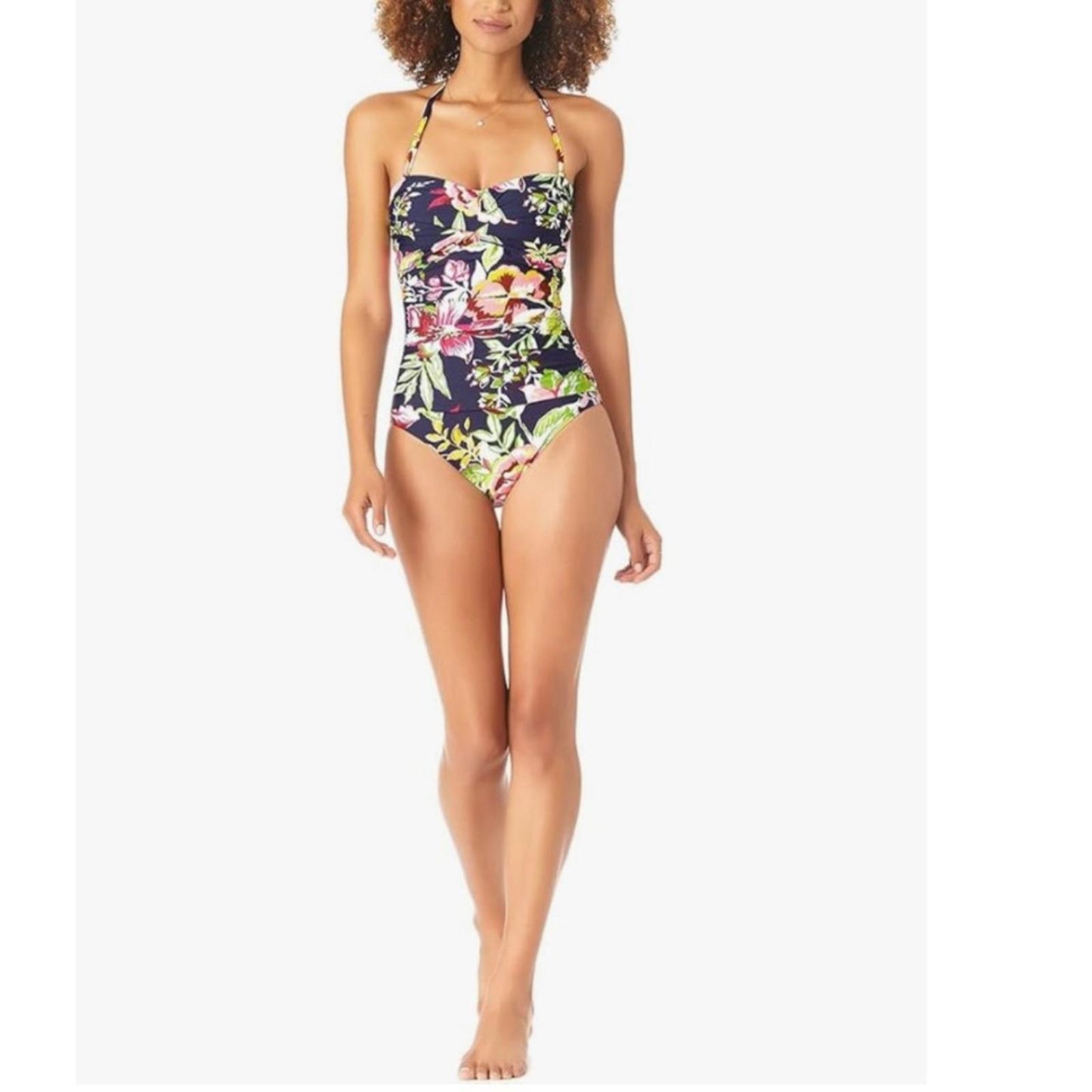 Anne Cole STRAPLESS Twist Front Shirred One-Piece Swimsuit, Size 8 NEW w/Tag