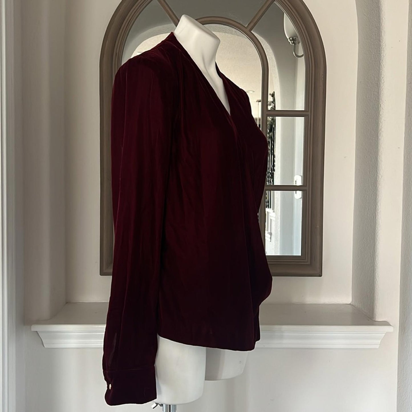 Lauren Ralph Lauren Pleated Velvet Surplice Blouse, Size 6 NEW $165