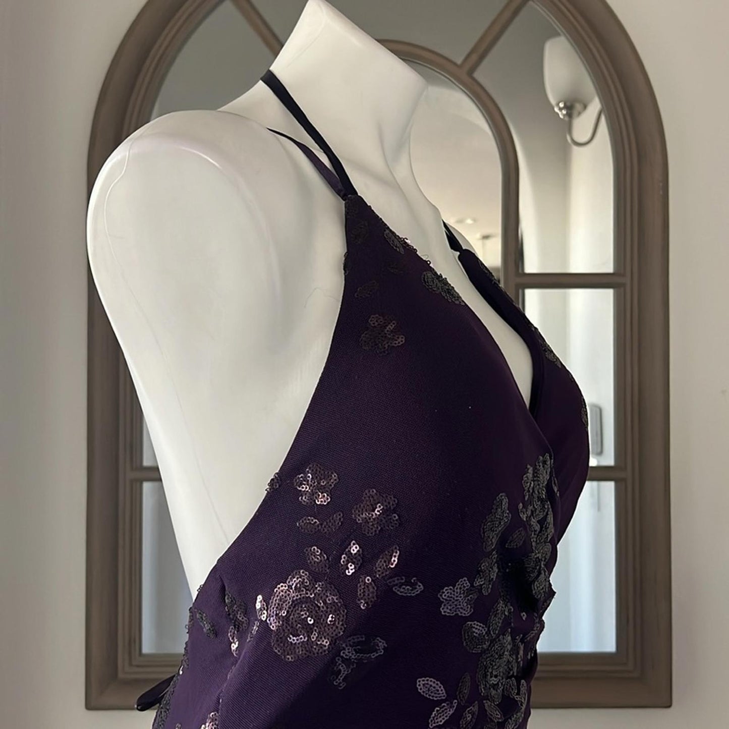 Speechless Embroidered Sequin Mesh Lace-Up Back Gown, Juniors' Size 15 NWT