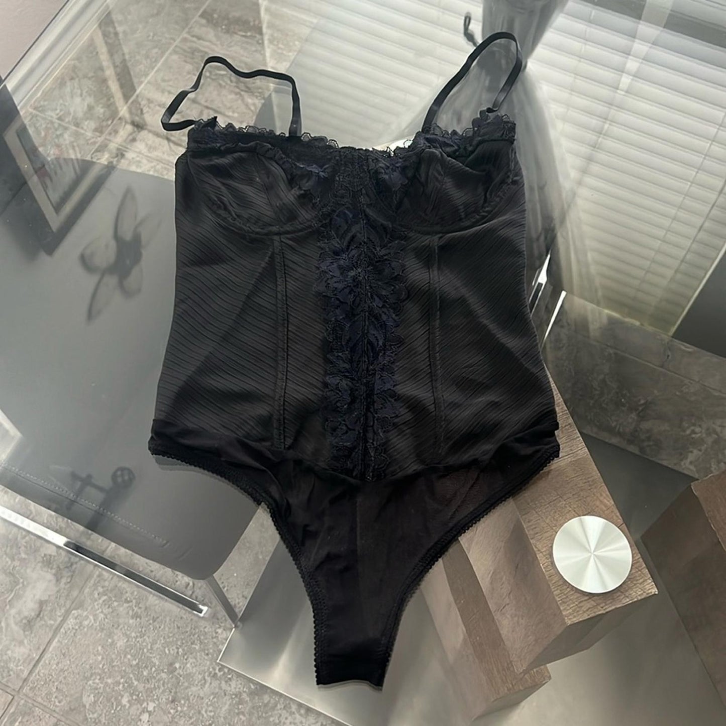 NEW Free People Intimately Good Luck Charm Bodysuit, Black, Size S New w/o Tag