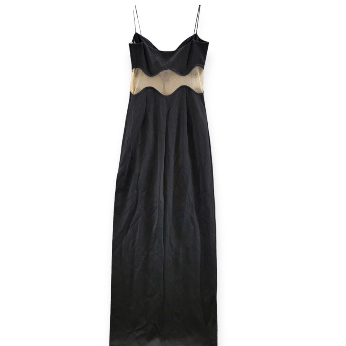 NEW Galvan Siren Wavy Mesh CutOut Maxi Dress, Size US8 | FR40 Black NWT $1,995