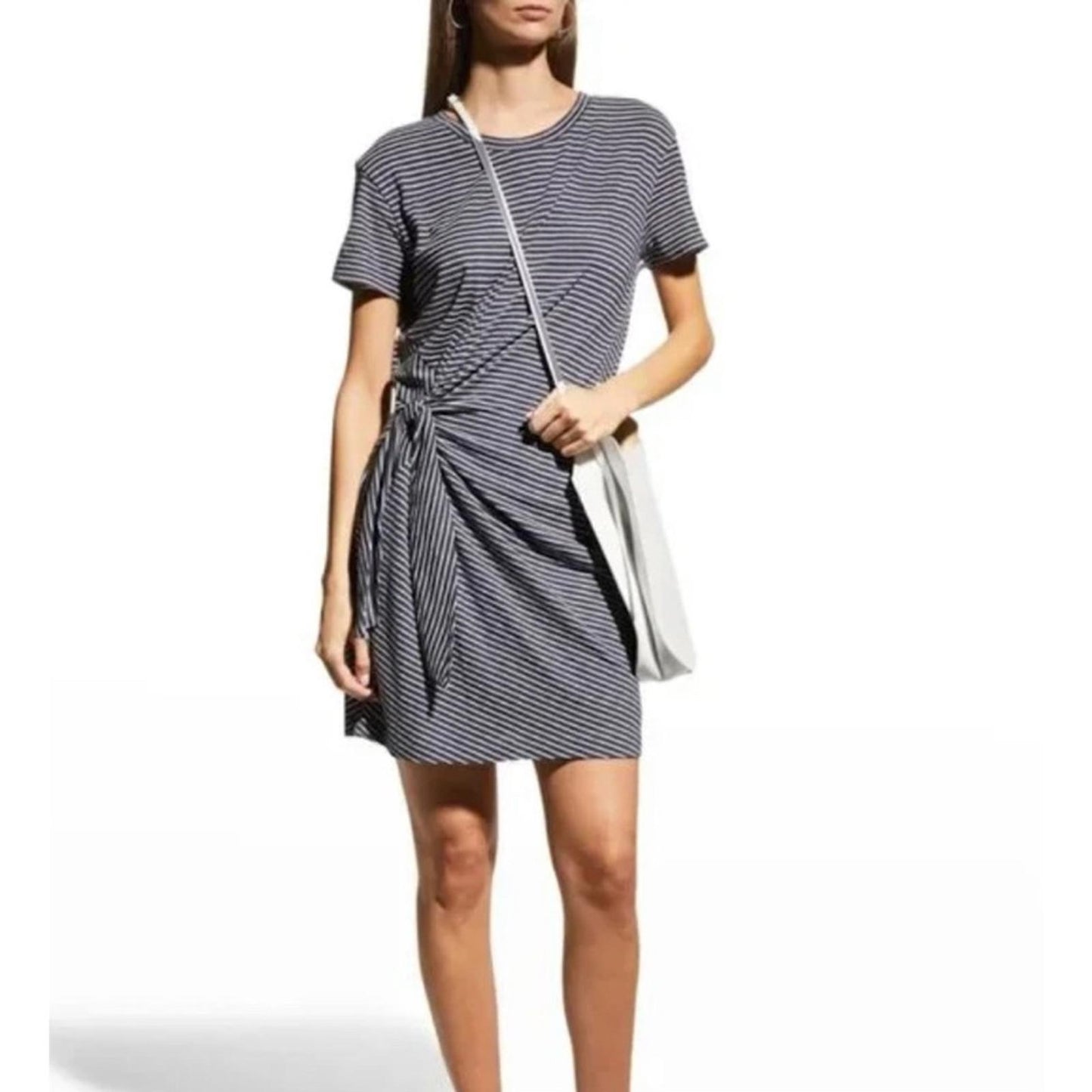 Vince Classic Stripe Side-Tie Dress, White/Black Size S EXCELLENT! Retail $225