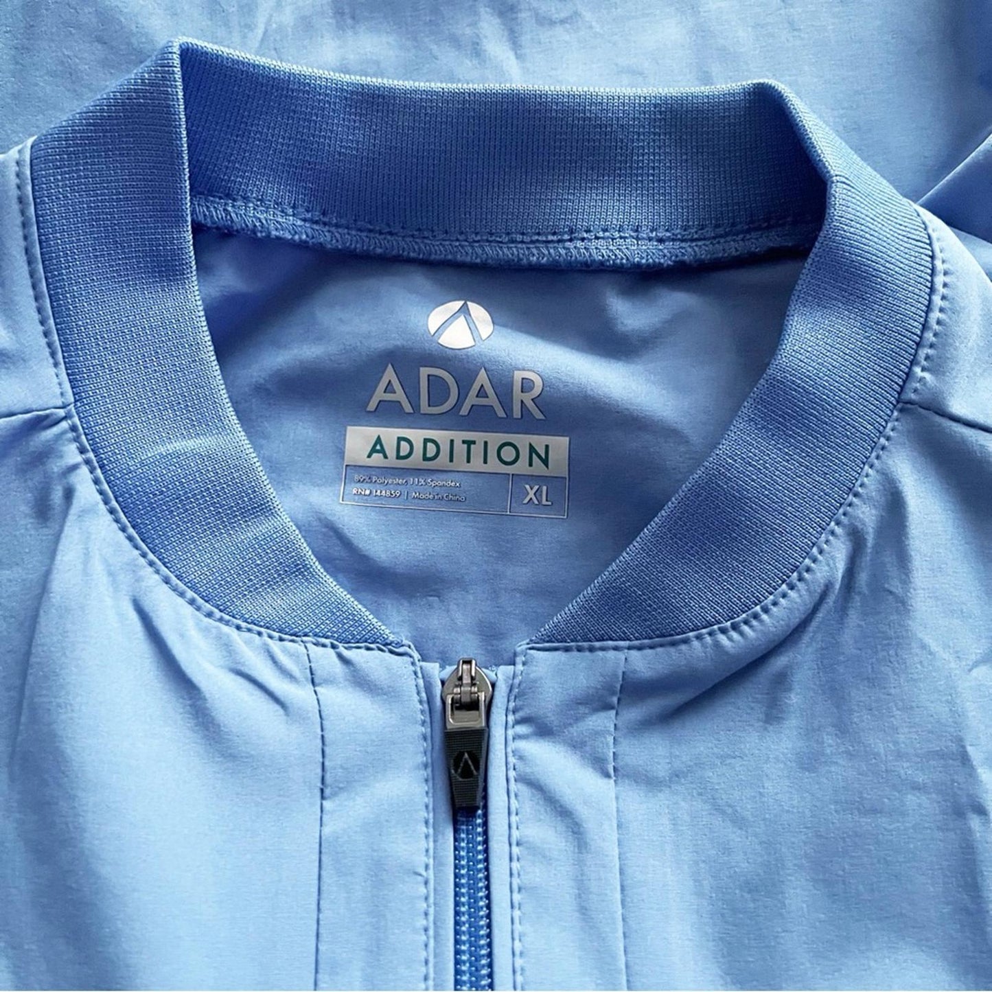 ADAR Addition Scrubs Zippered Bomber Scrub Jacket, Cell Blue, Size XL New w/Tag