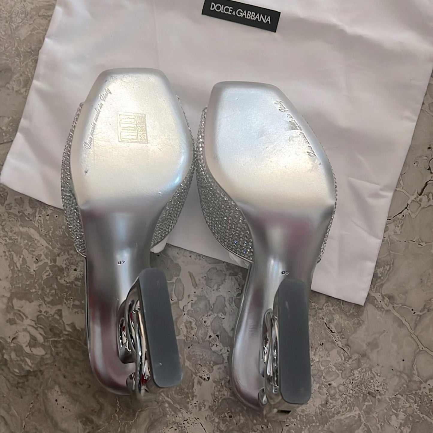 Dolce & Gabbana DG-Heel Gemstone-Embellished Mules Size 40 NEW + Box + Dust Bag