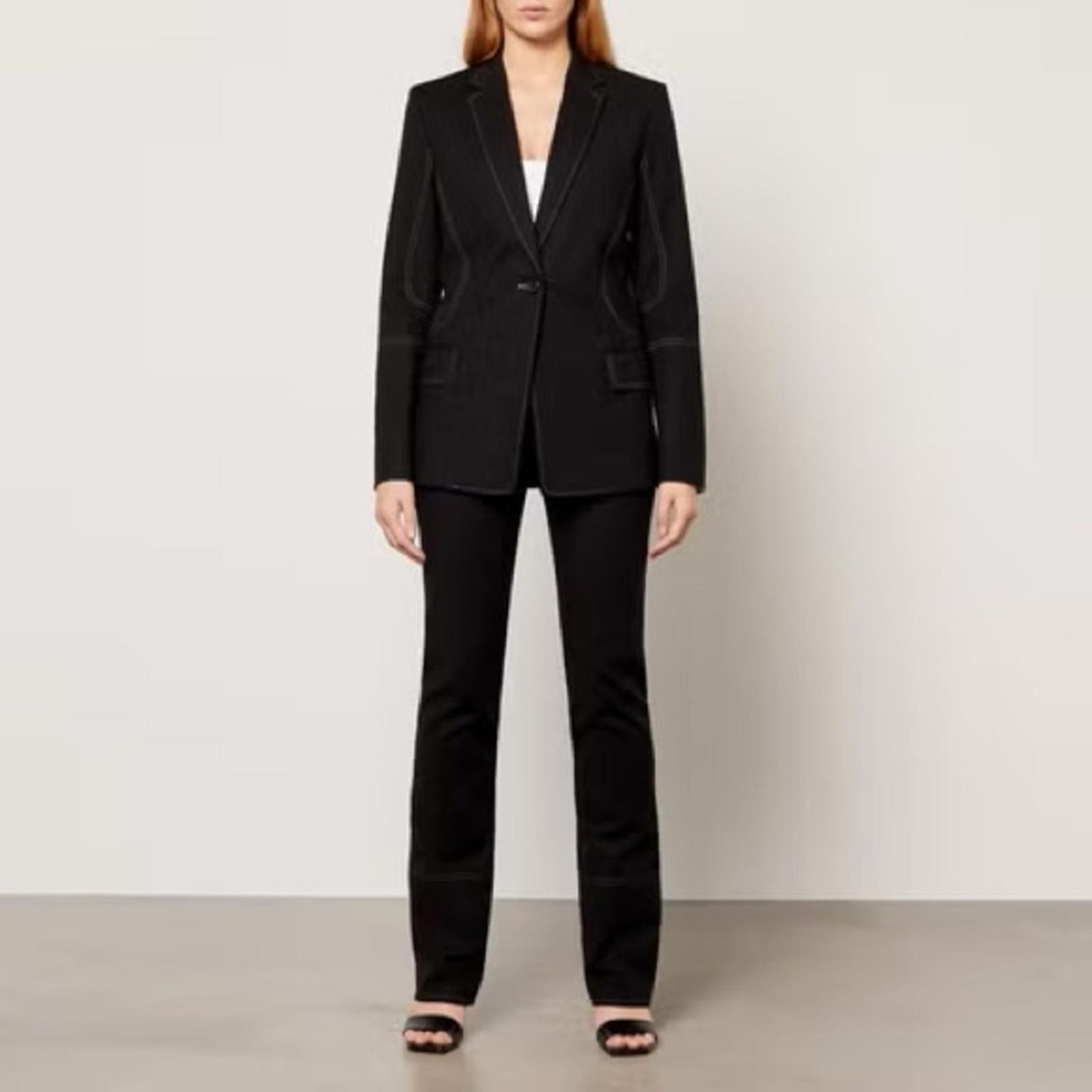 Helmut Lang Contrast Stitch Blazer, Black, Size US4 | UK8 New w/Tag Retail $495