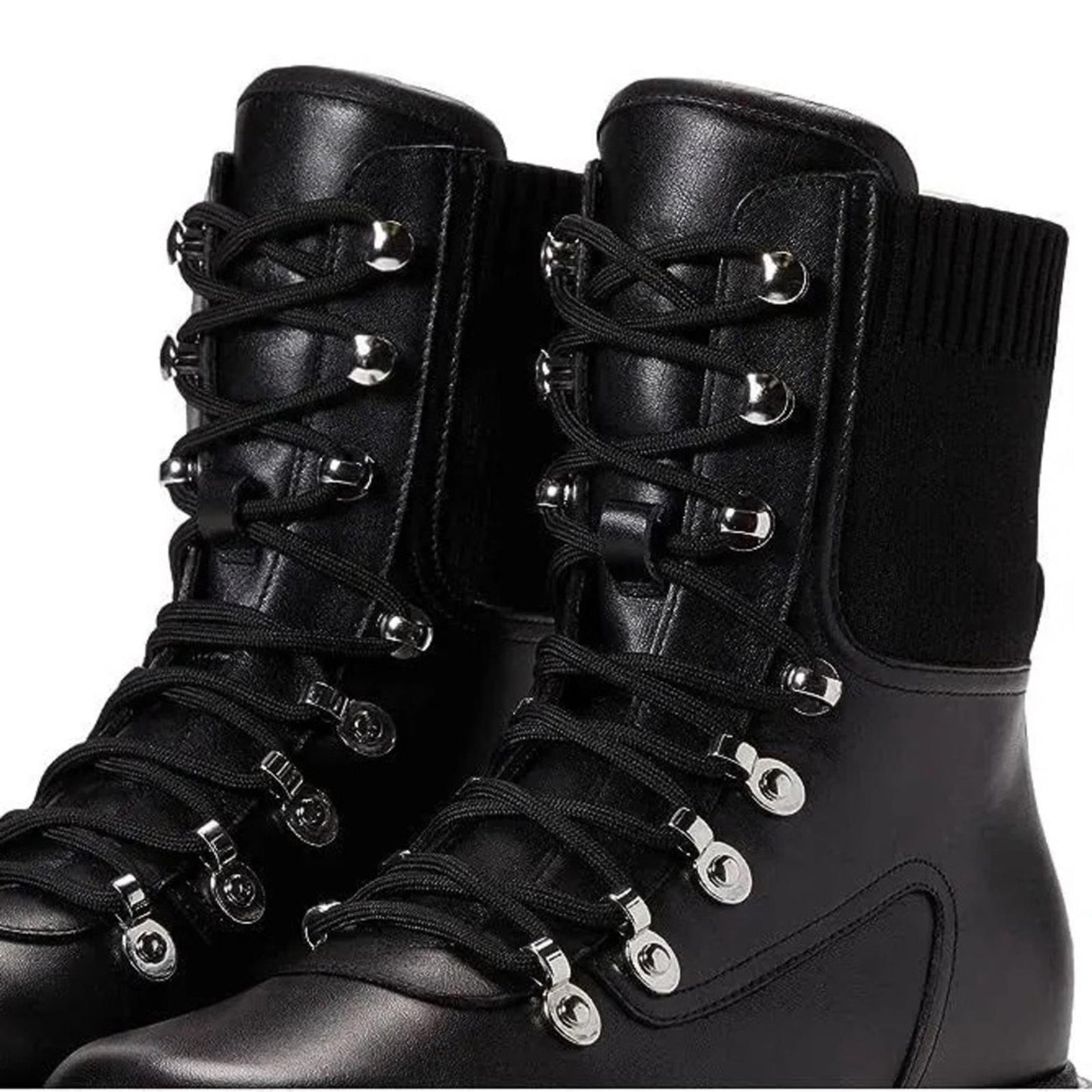 Marc Fisher LTD Combat Lace-up Boots, Black Size 5M New in Box Retail $259
