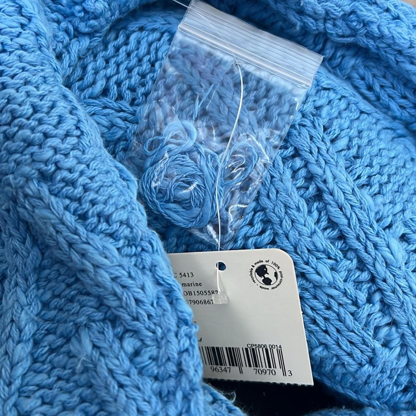NEW Free People Isla Cable Knit Oversized Sweater, Marine Blue Size L