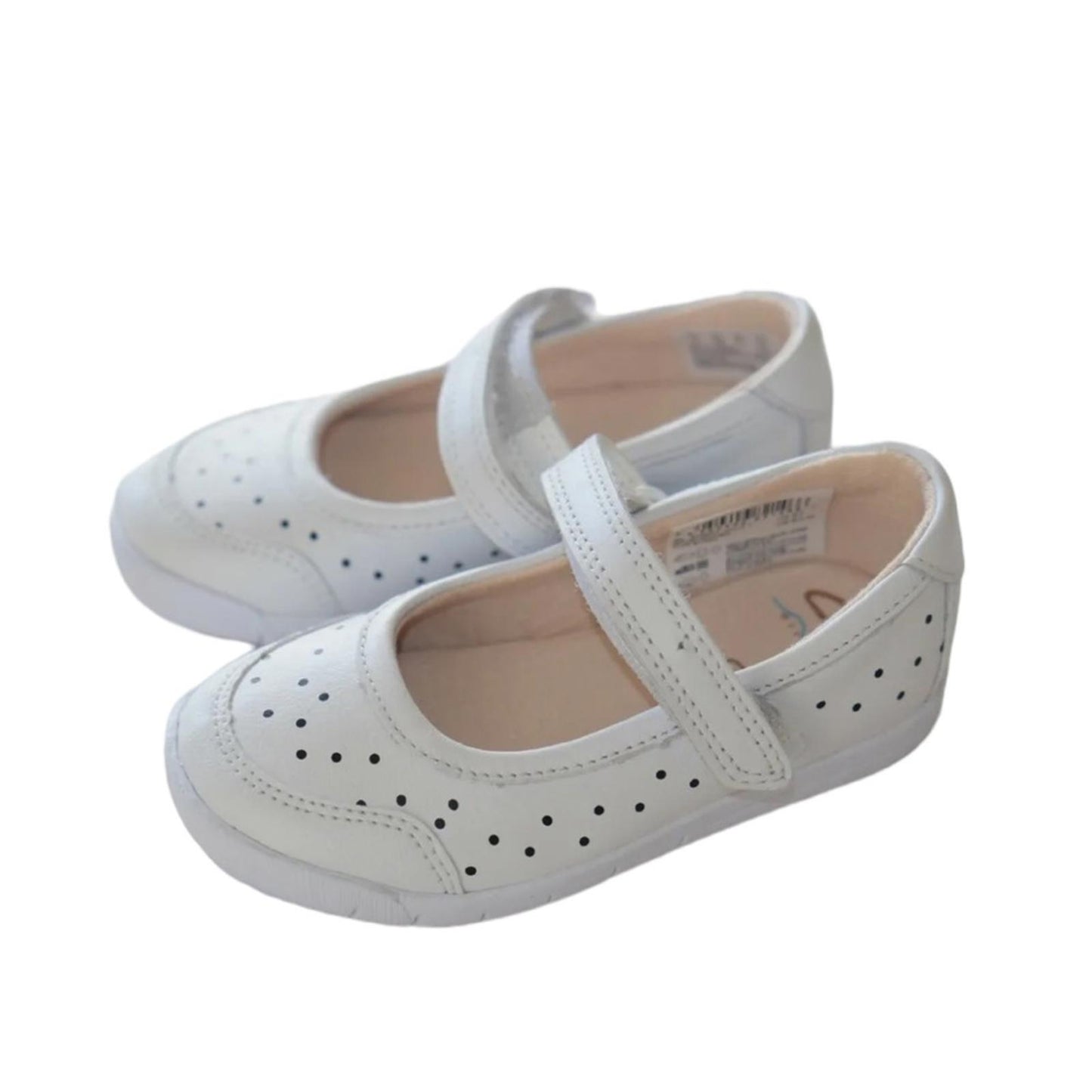 NWT Clarks Kid’s Emery Halo T White Leather Sneakers Girls Size UK 6.5G, US 7W