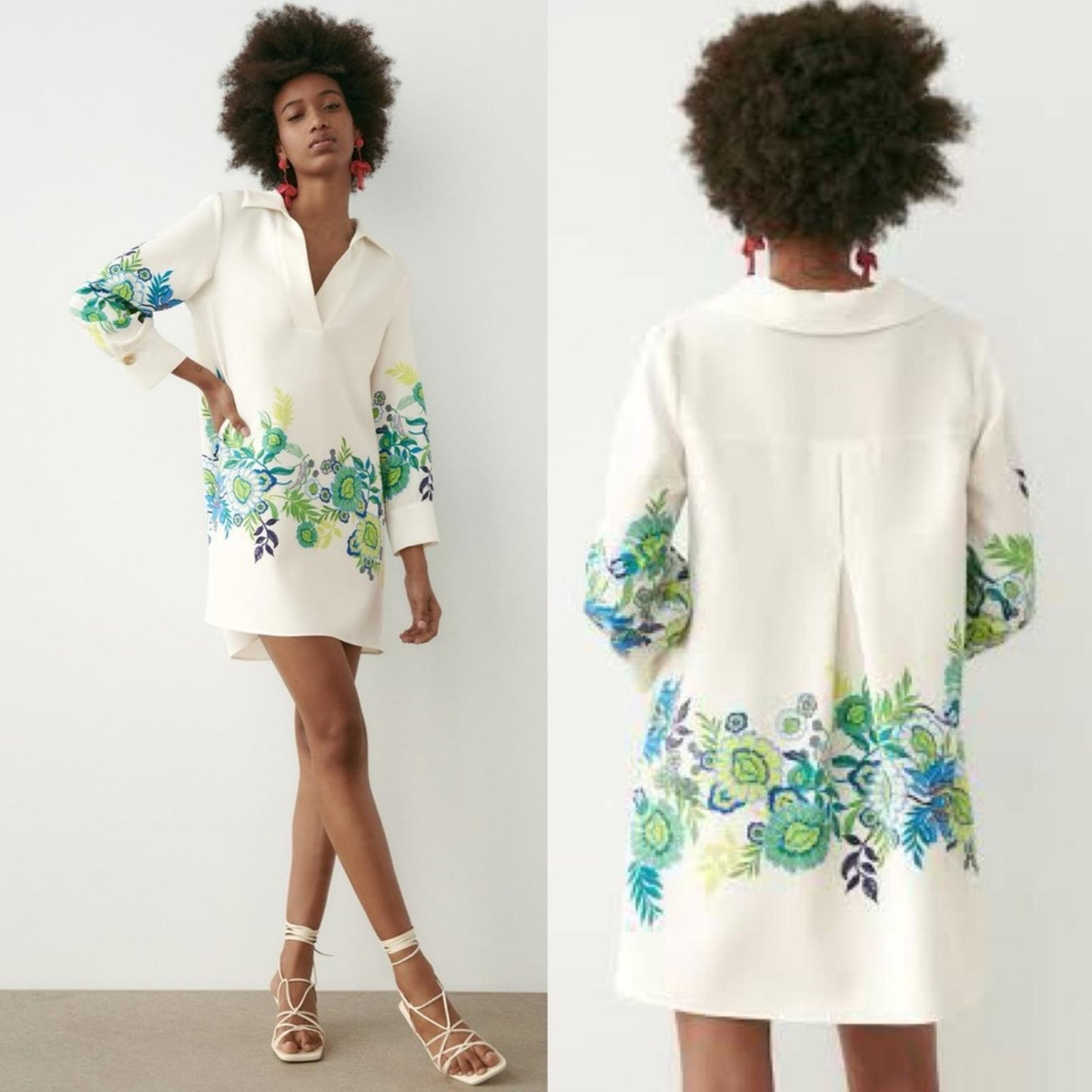 ZARA Jual Flower Print Collar Dress, Size XL New w/Tag