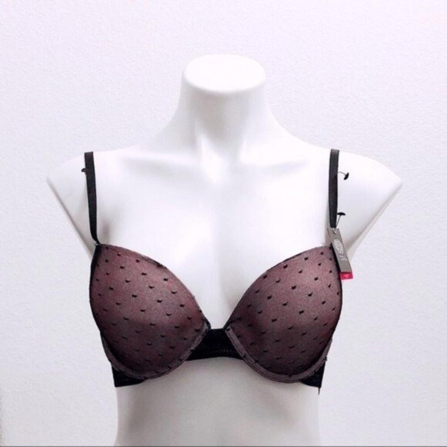 Vince Camuto Push-Up Lace Bra in Nude/Black Lace, Size 36C New w/Tag