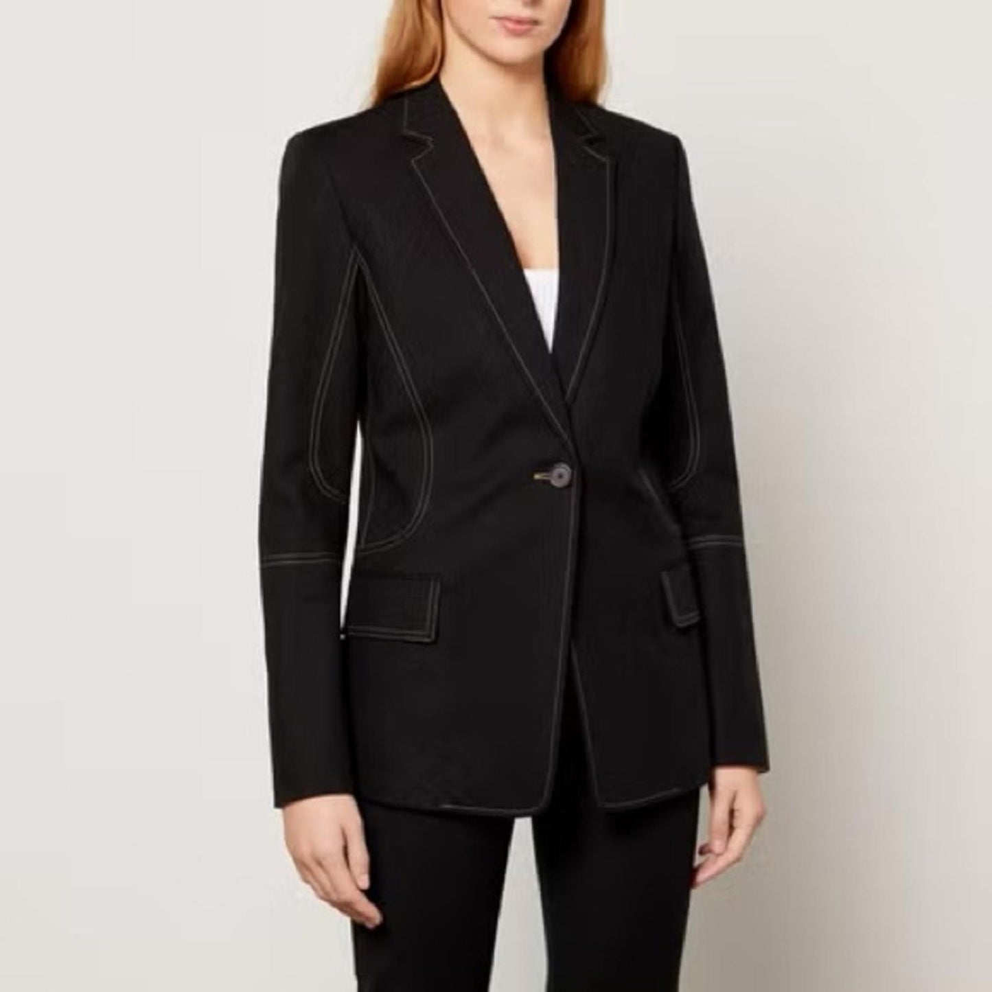 Helmut Lang Contrast Stitch Blazer, Black, Size US4 | UK8 New w/Tag Retail $495