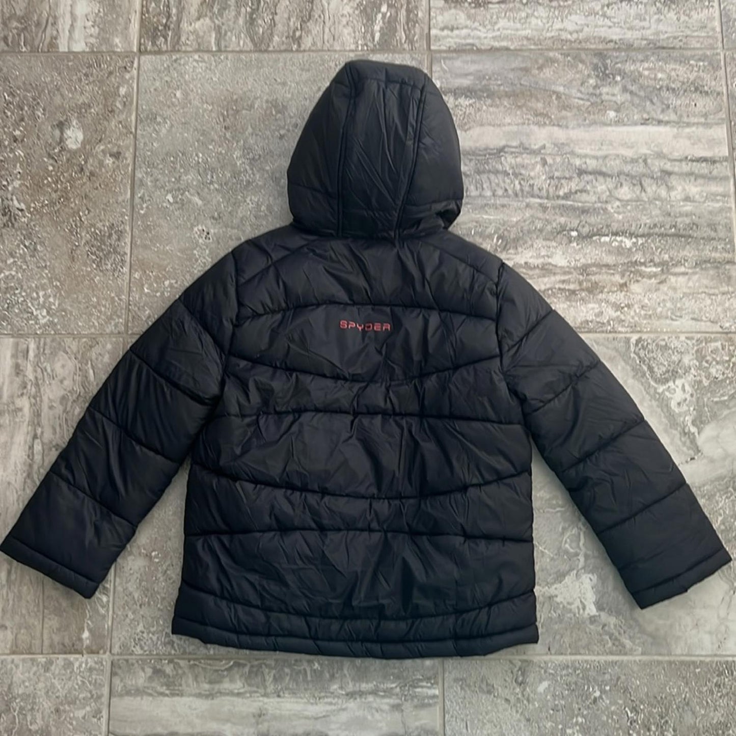Spyder Kid’s District Hooded Puffer Jacket in Black Size L, New w/Tag