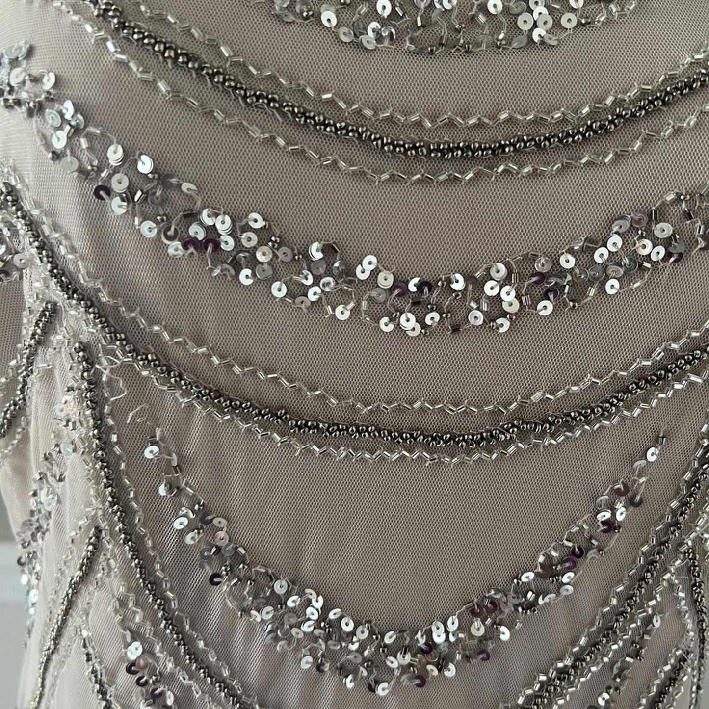 Adrianna Papell Women's Chevron Bead Gown Maxi Dress Size 16, New w/Tag $249