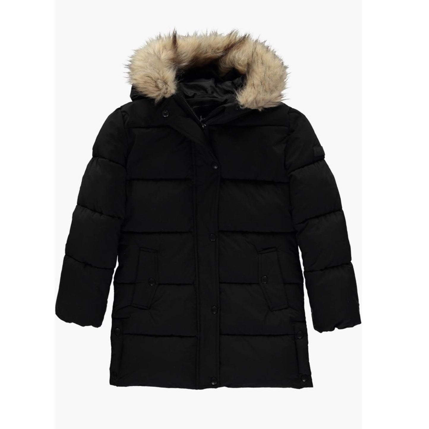 Sam Edelman Expedition Parka Jacket w/Faux Fur Trim in Black Size 14 New w/Tag