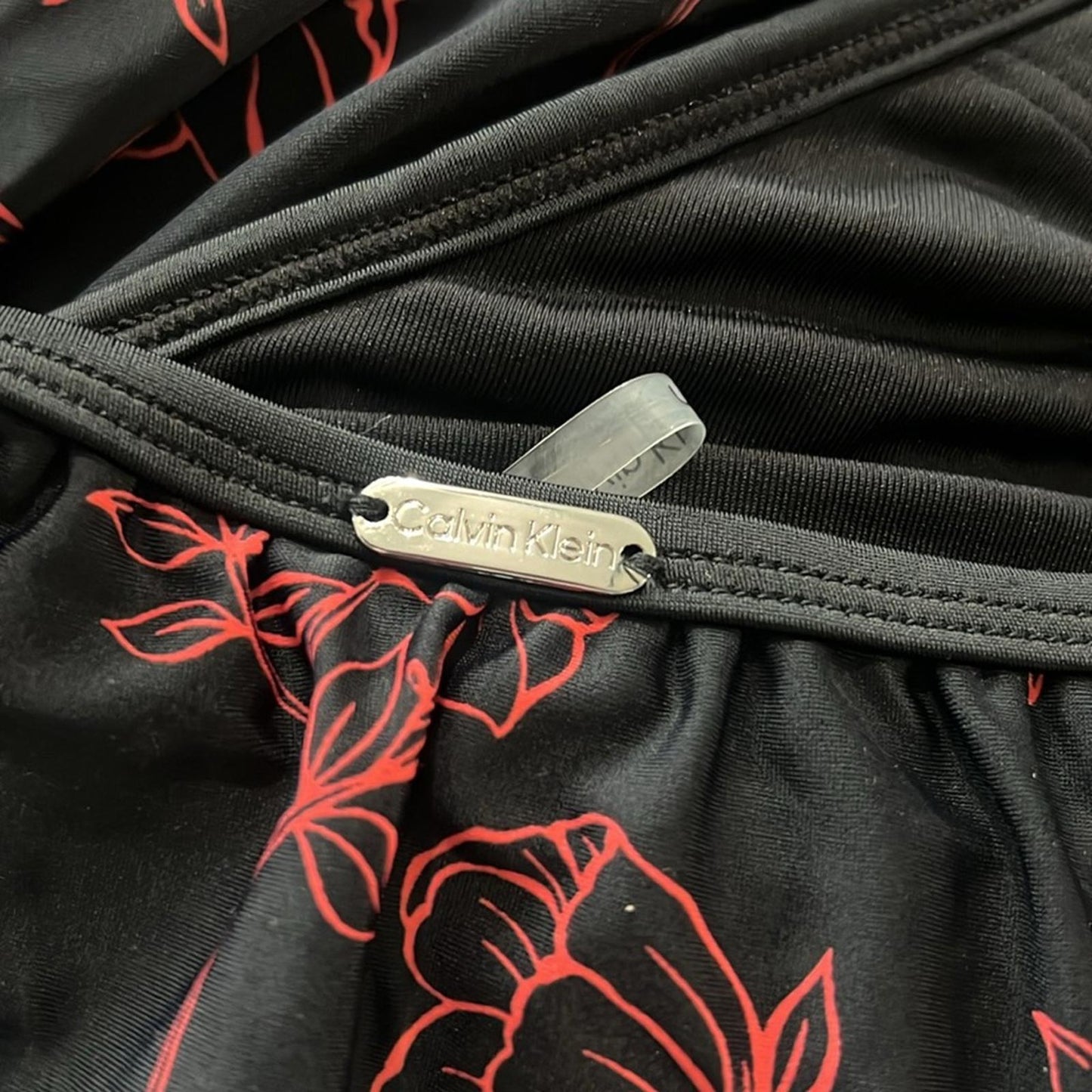 Calvin Klein High Neck Halter Blouson in Black/Red, Size 8 NEW w/Tag $118