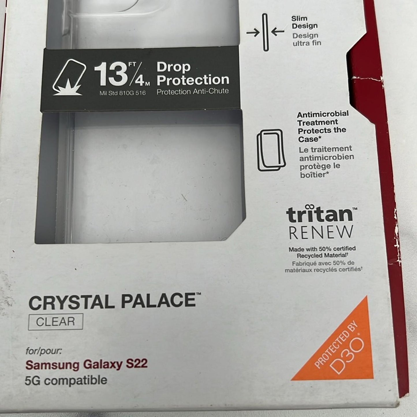 ZAGG Gear4 Crystal Palace Case w/D3O Impact Protection, Samsung Galaxy S22 Clear
