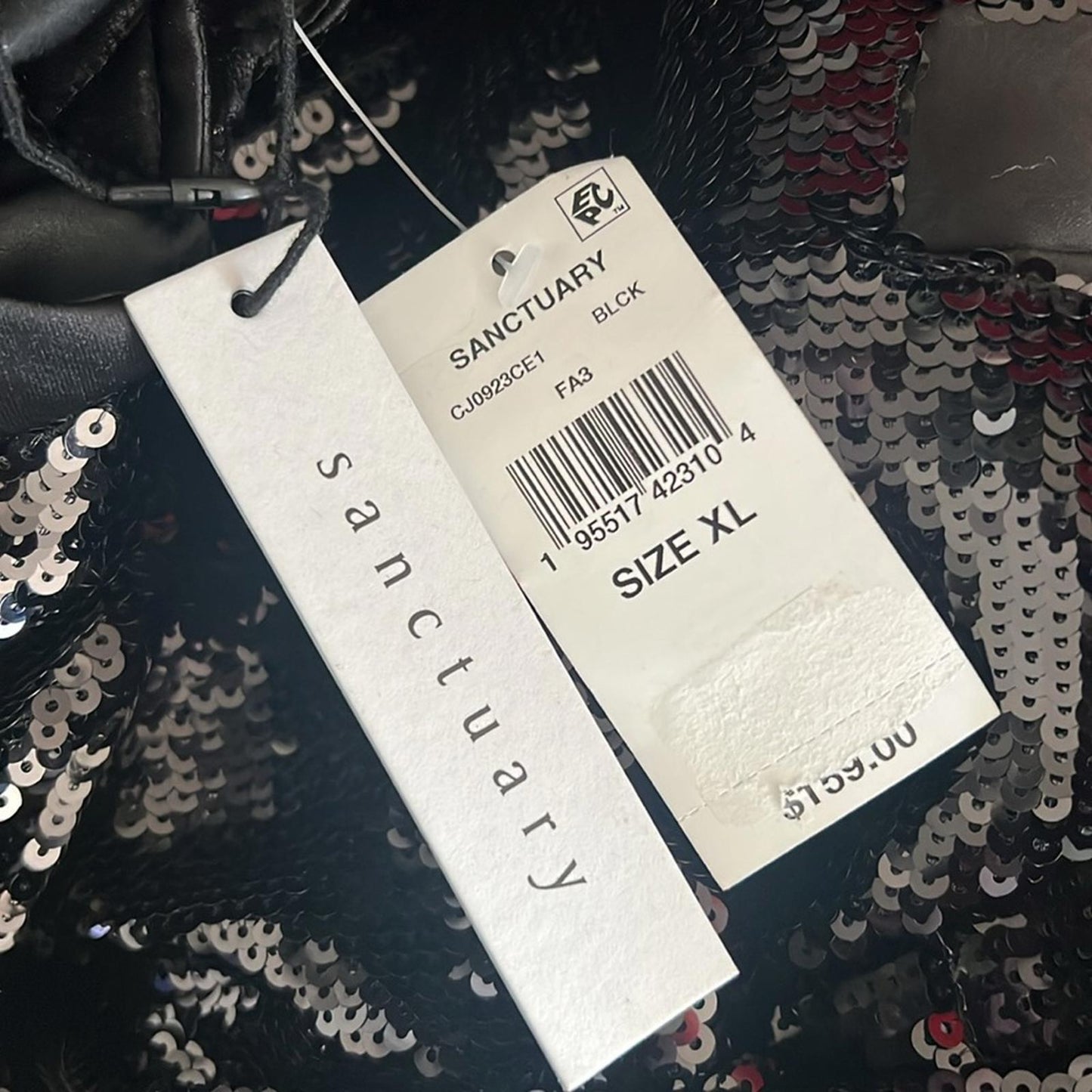 Sanctuary Sloan Sequined Lightweight Bomber Jacket in Black, Size XL NEW $159