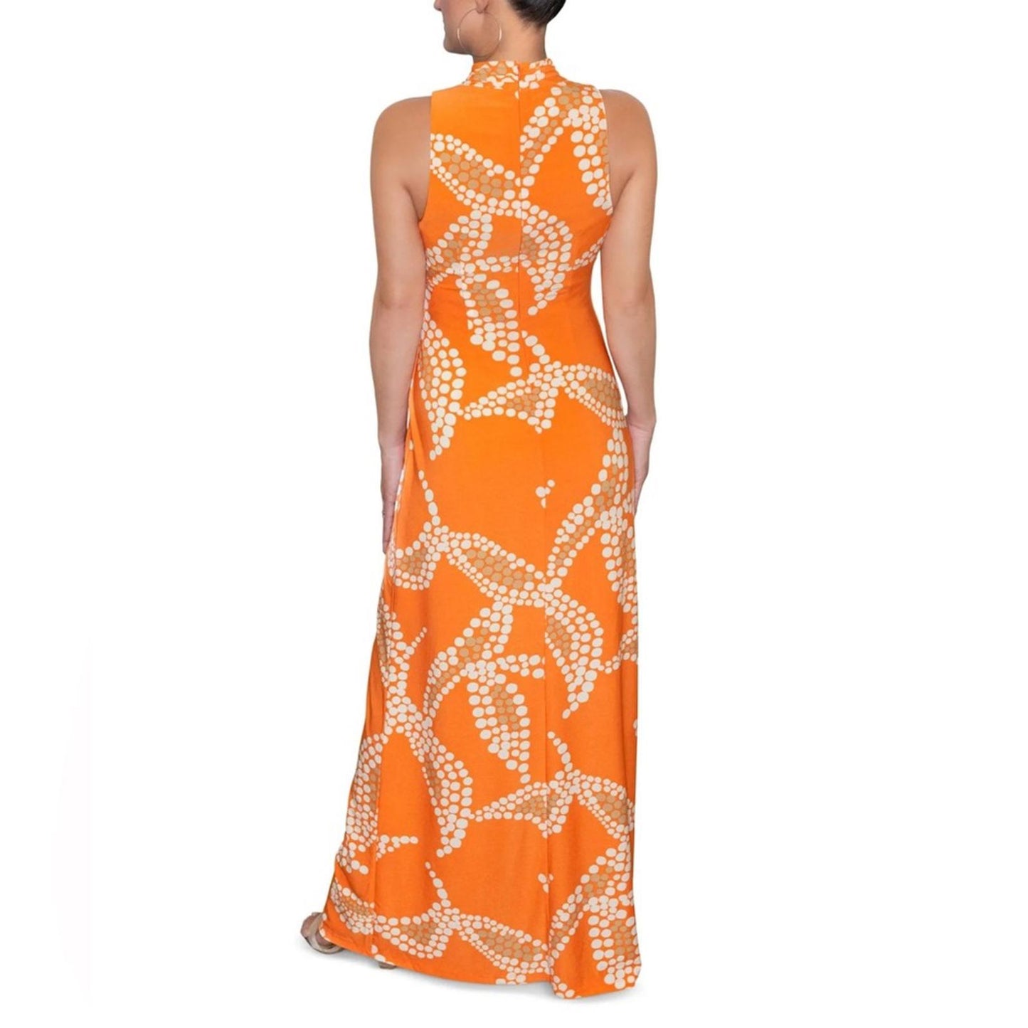Rachel Roy Bird of Paradise Halter Maxi Dress in Orange Multi, Size S NEW $129