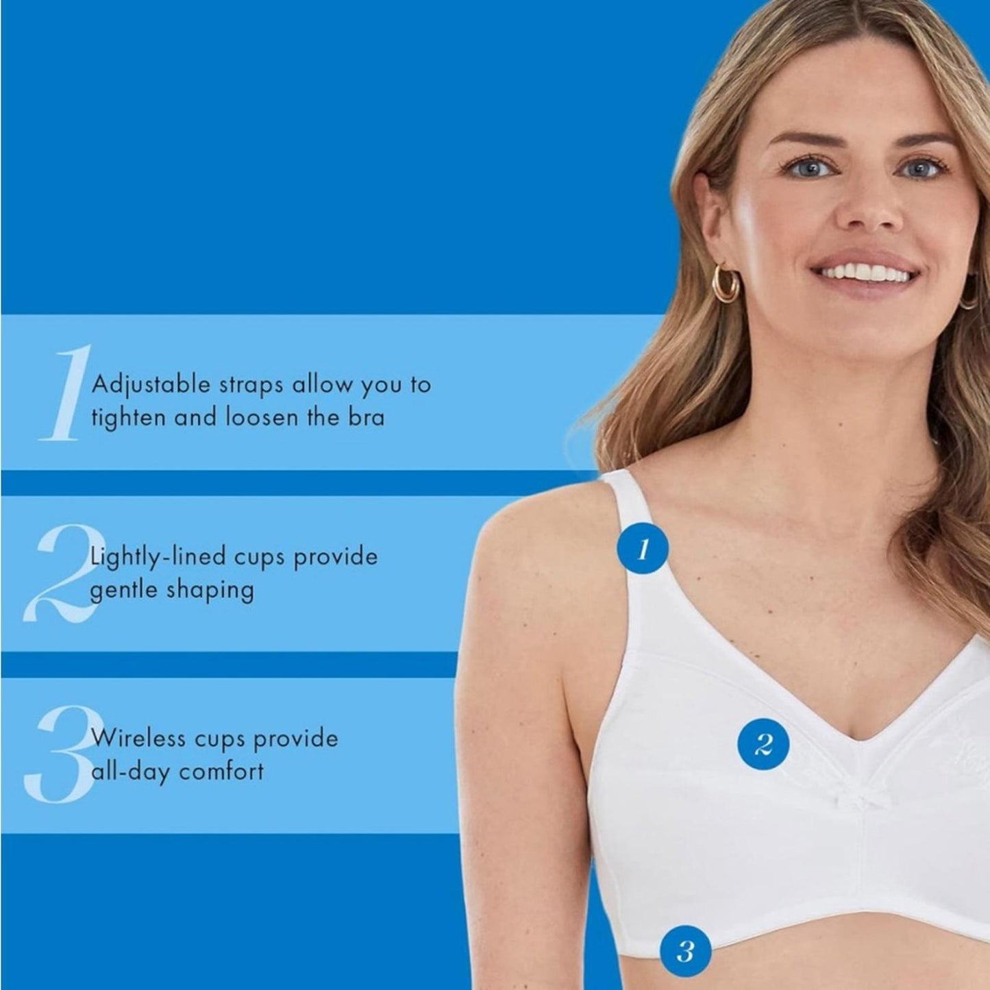 Bestform Floral Trim Wireless Cotton Bra with Lightly-Lined Cups, Size 42DD NWT