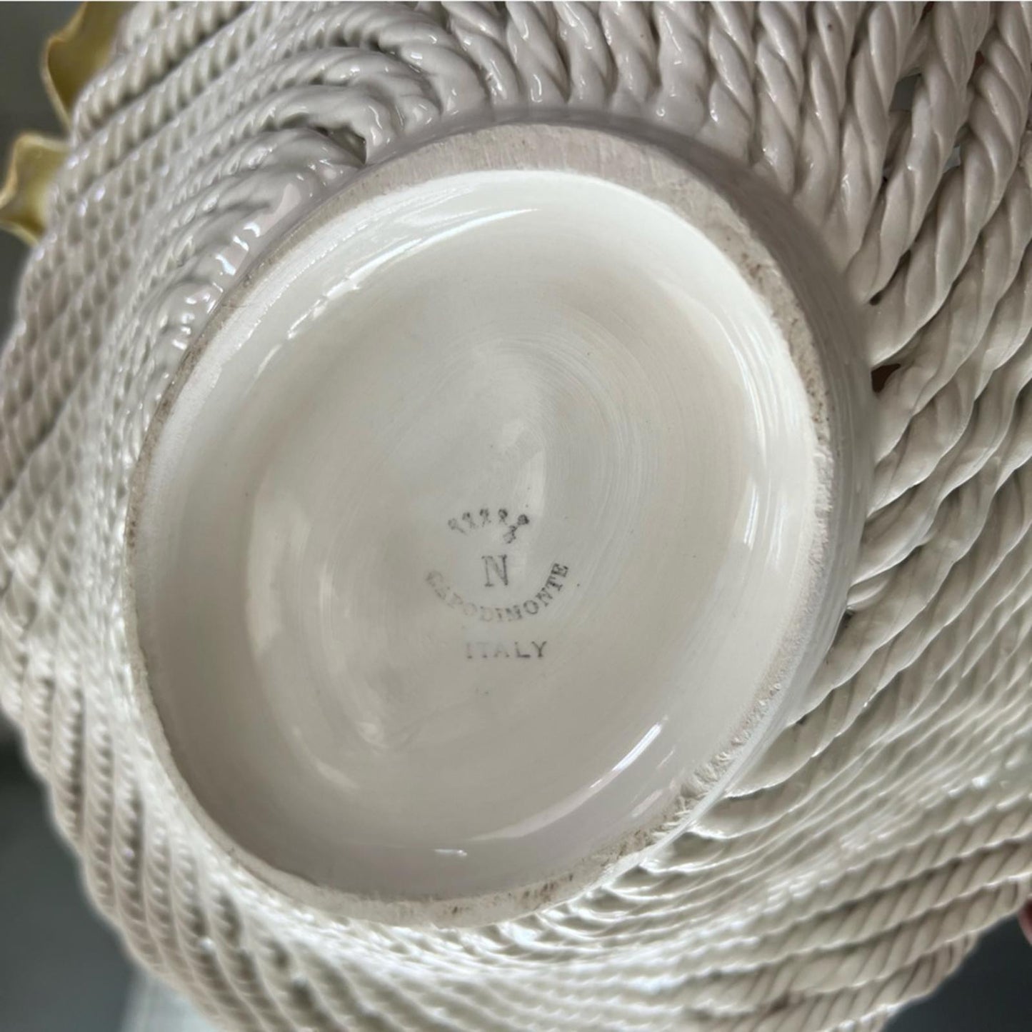 Capodimonte Large Woven Porcelain Floral Basket Classic Style, *RARE*