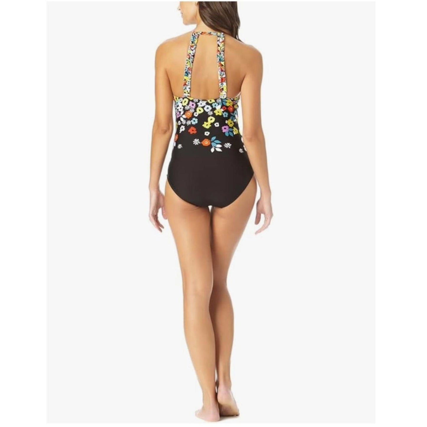 Anne Cole High Neck with Ruffle Straps One-Piece Swimsuit, Size 16 NEW w/Tag
