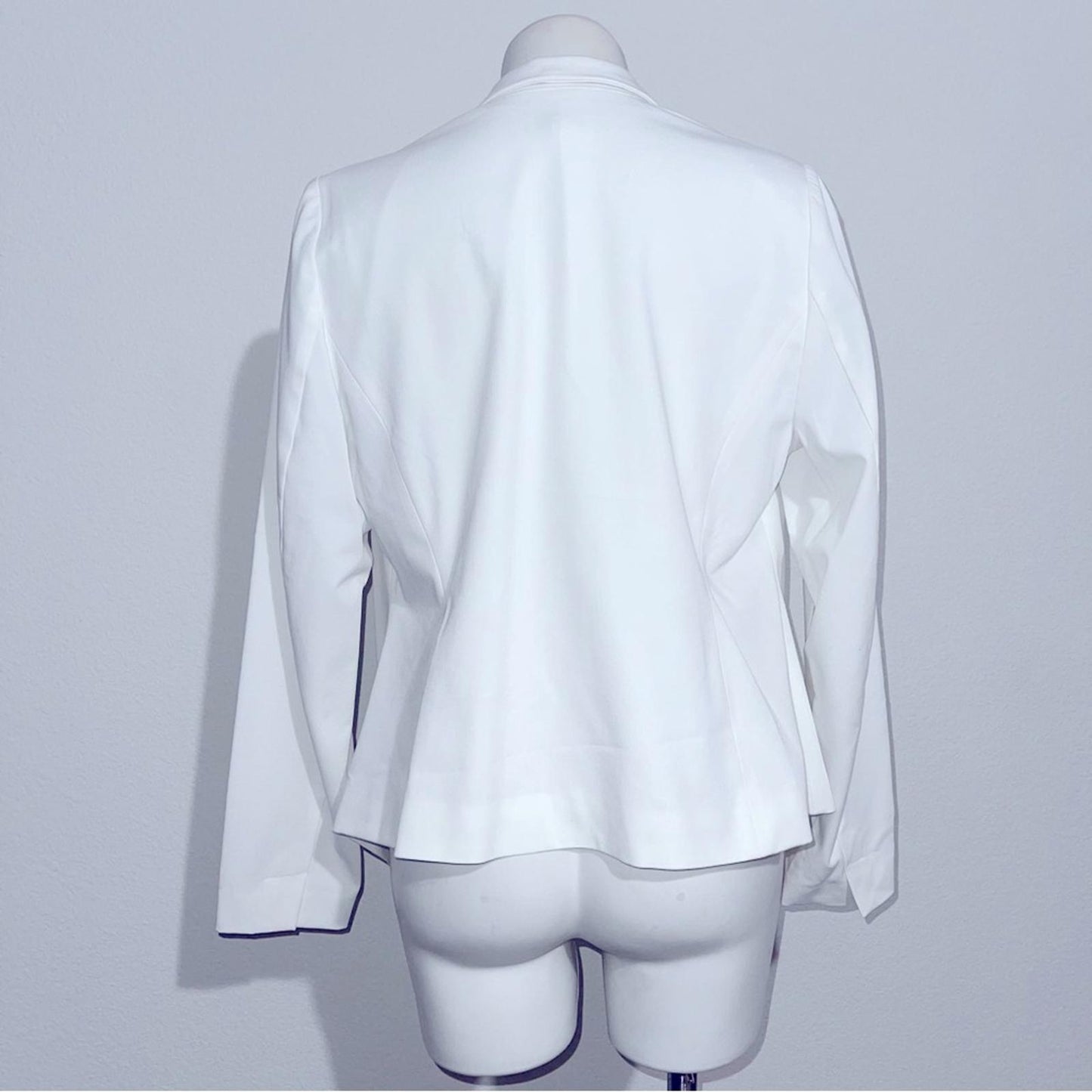6th & Lane Asymmetric Hem Open Front Blazer in White, NEW, Size 14
