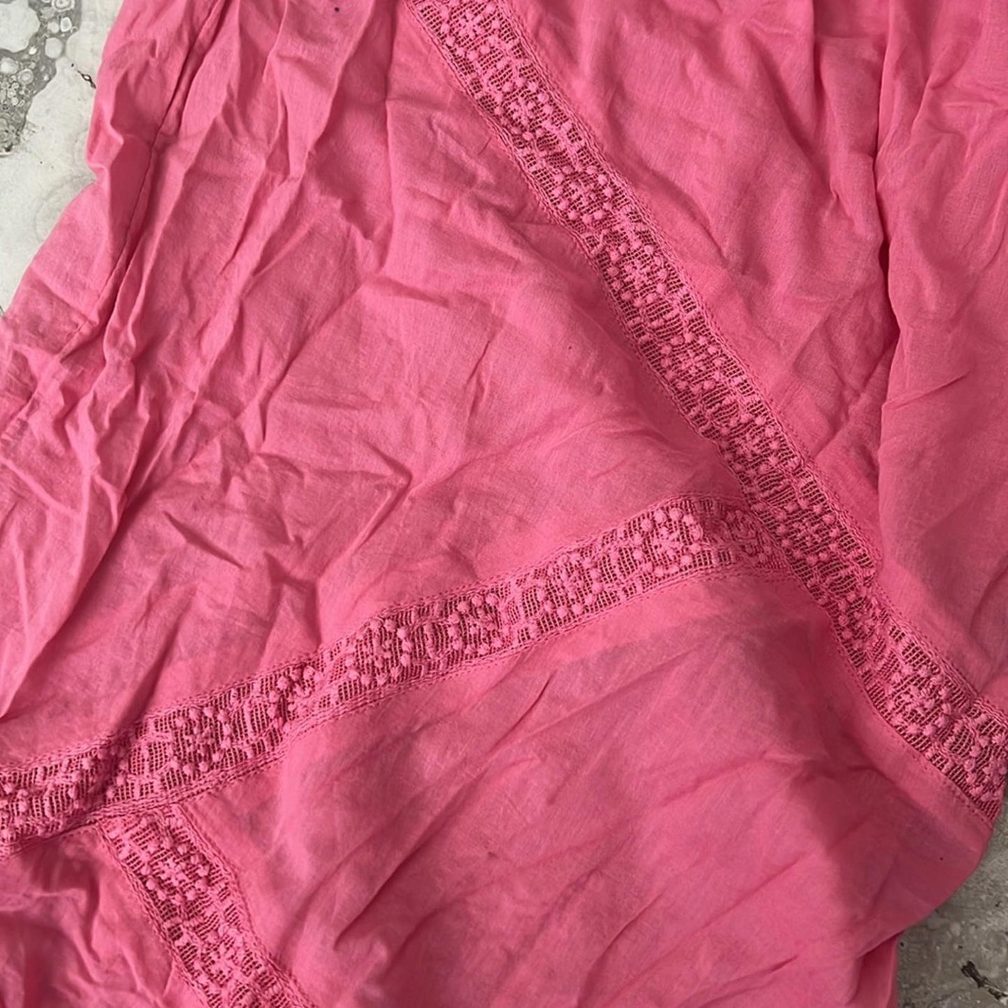 Free People Intimately PINK Cotton Sheer Pants w/Lace Trim, Size M, New w/o Tag