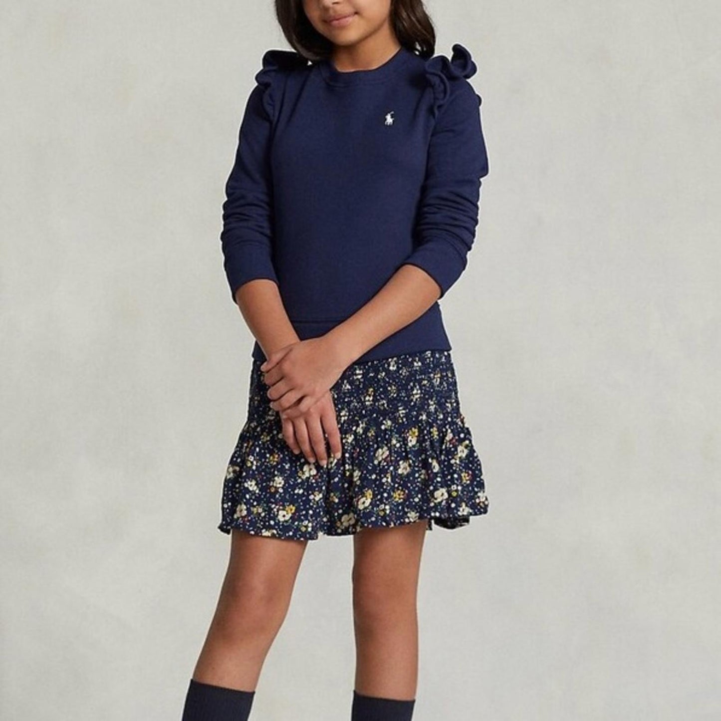 Polo Ralph Lauren Newbury Floral Fleece Sweatshirt Dress Girl’s XL(16) New w/Tag