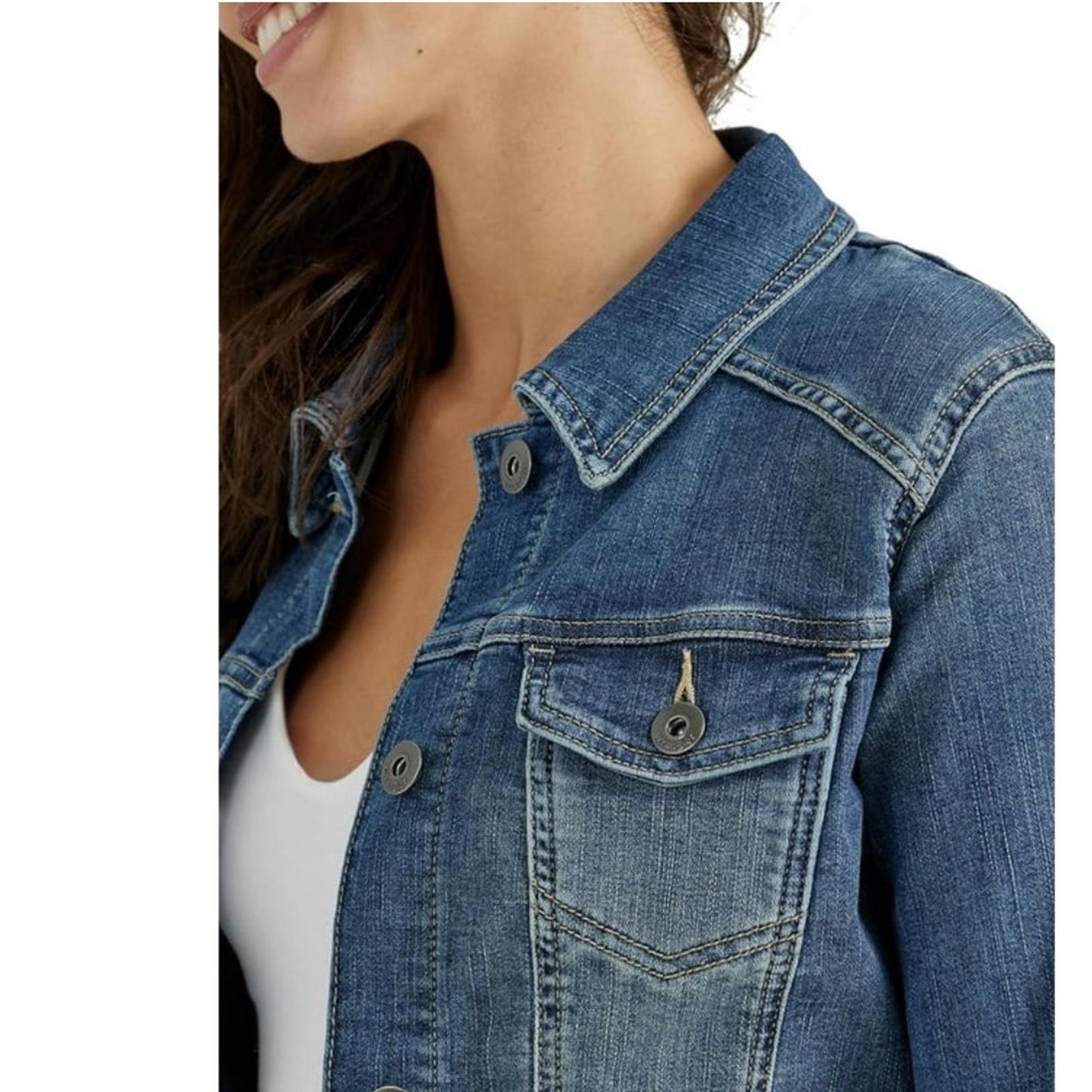 Wrangler Denim Jacket Dark Wash Stretch Weathered, Blue Size XL New w/Tag