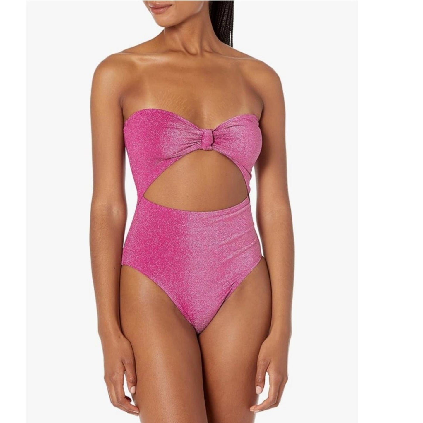 BCBG Knot Front Cut Out On-Piece Swimsuit w/Tummy Control in Berry Size M NWT