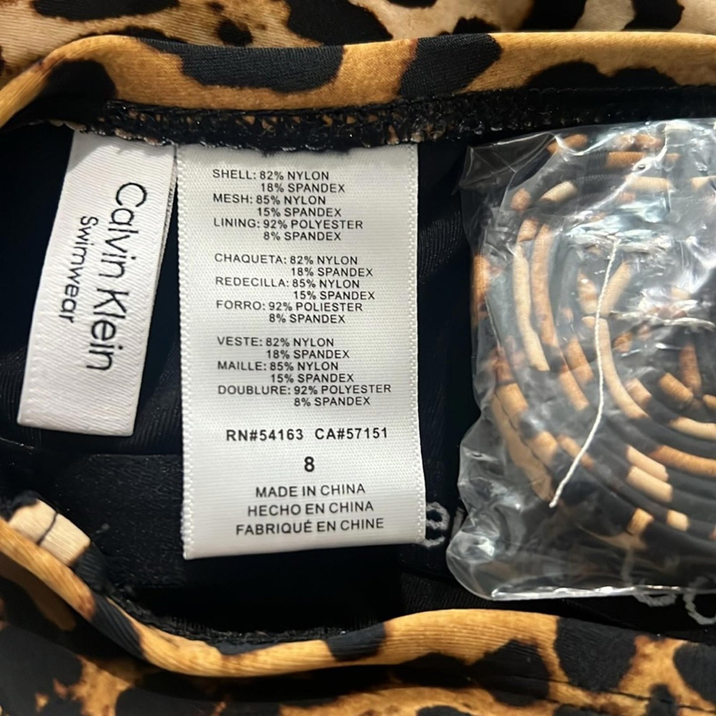 Calvin Klein Leopard-Print Strapless Tummy-Control One-Piece Swimsuit Size 8 NWT