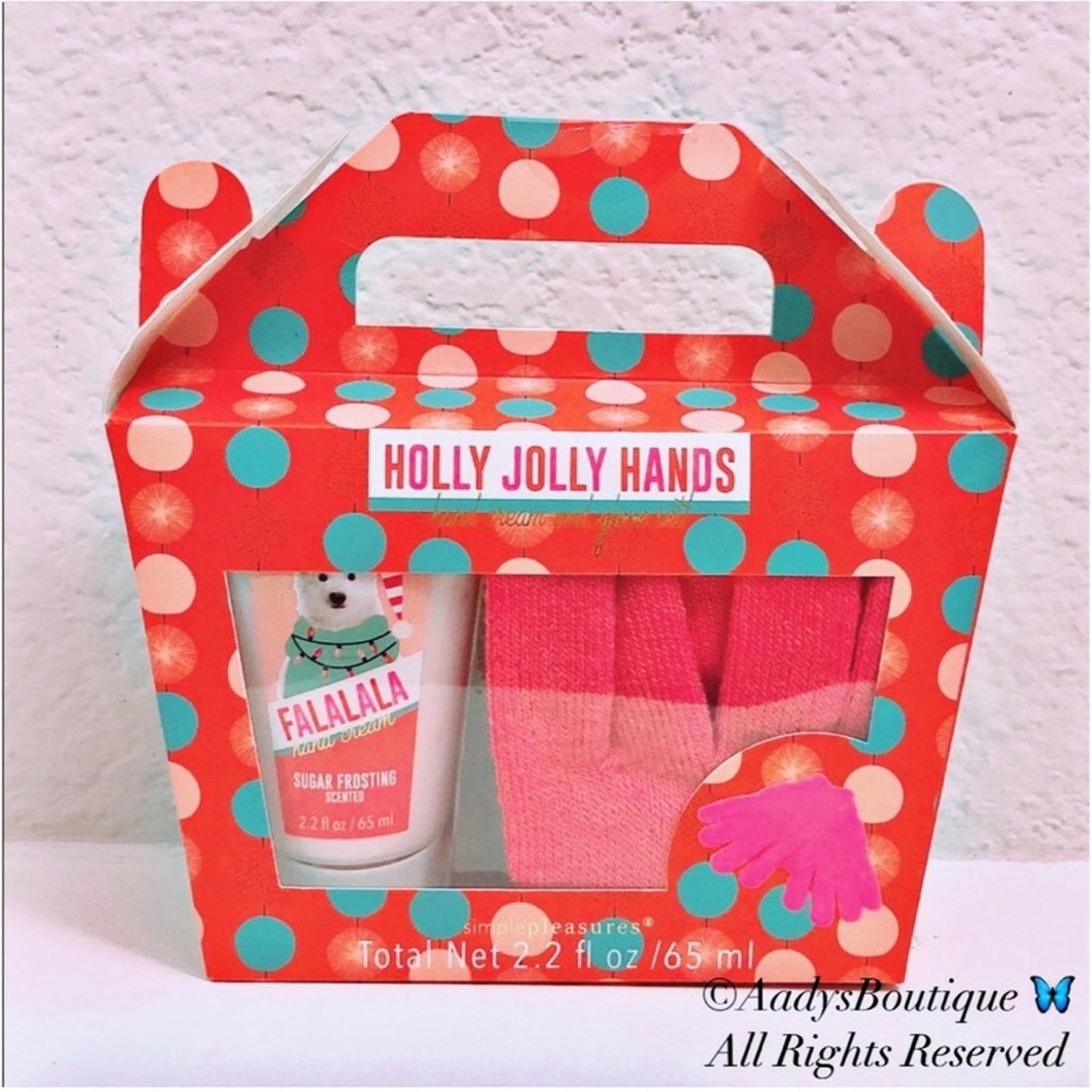 Holly Jolly Hands Sugar Frosting Scented Hand Cream 2.2fl oz. & Gloves NEW
