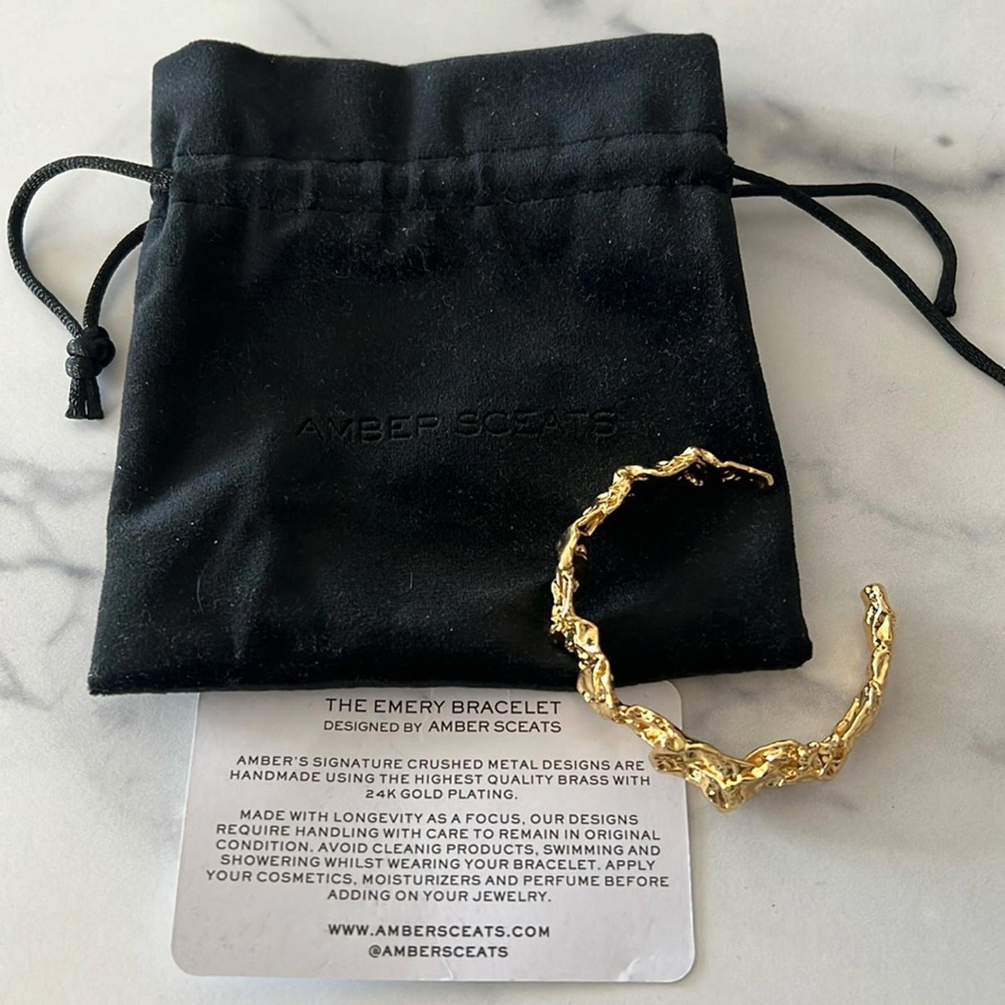 Amber Sceats x Revolve Emery Bracelet 24K Gold-plated, NEW w/Pouch