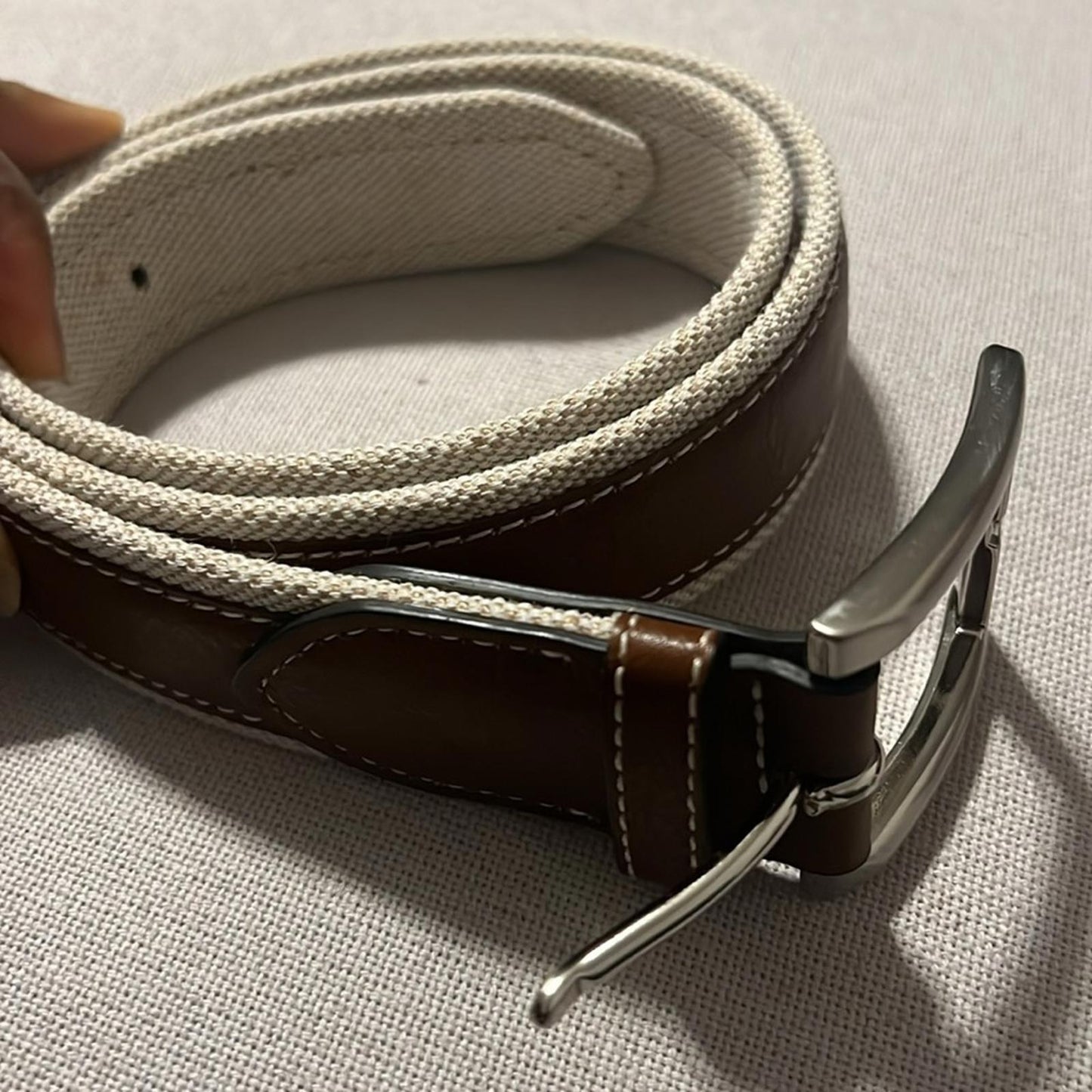 Club Room Men's 35mm Leather Overlay Belt, Size Small New with Tag