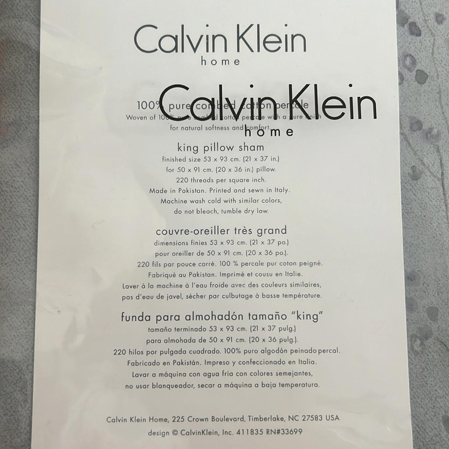 Calvin Klein Home Floral Winter Branches King Pillow Sham, Powder New w/Tag $125